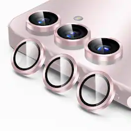Dteck - For Samsung Galaxy S25 FE Camera Lens Protectors Cover, Individual Lens Protectors,9H+ Anti-Scratch Tempered Glass Cover - Pink