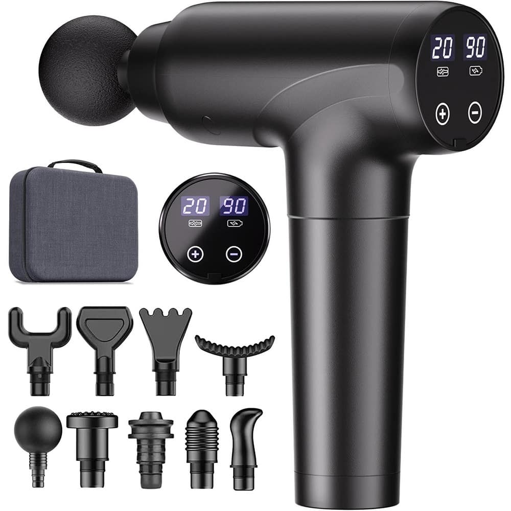 Schertz - Deep Tissue Massage Gun, 20-Speed Percussion Massager with 9 Heads, Black
