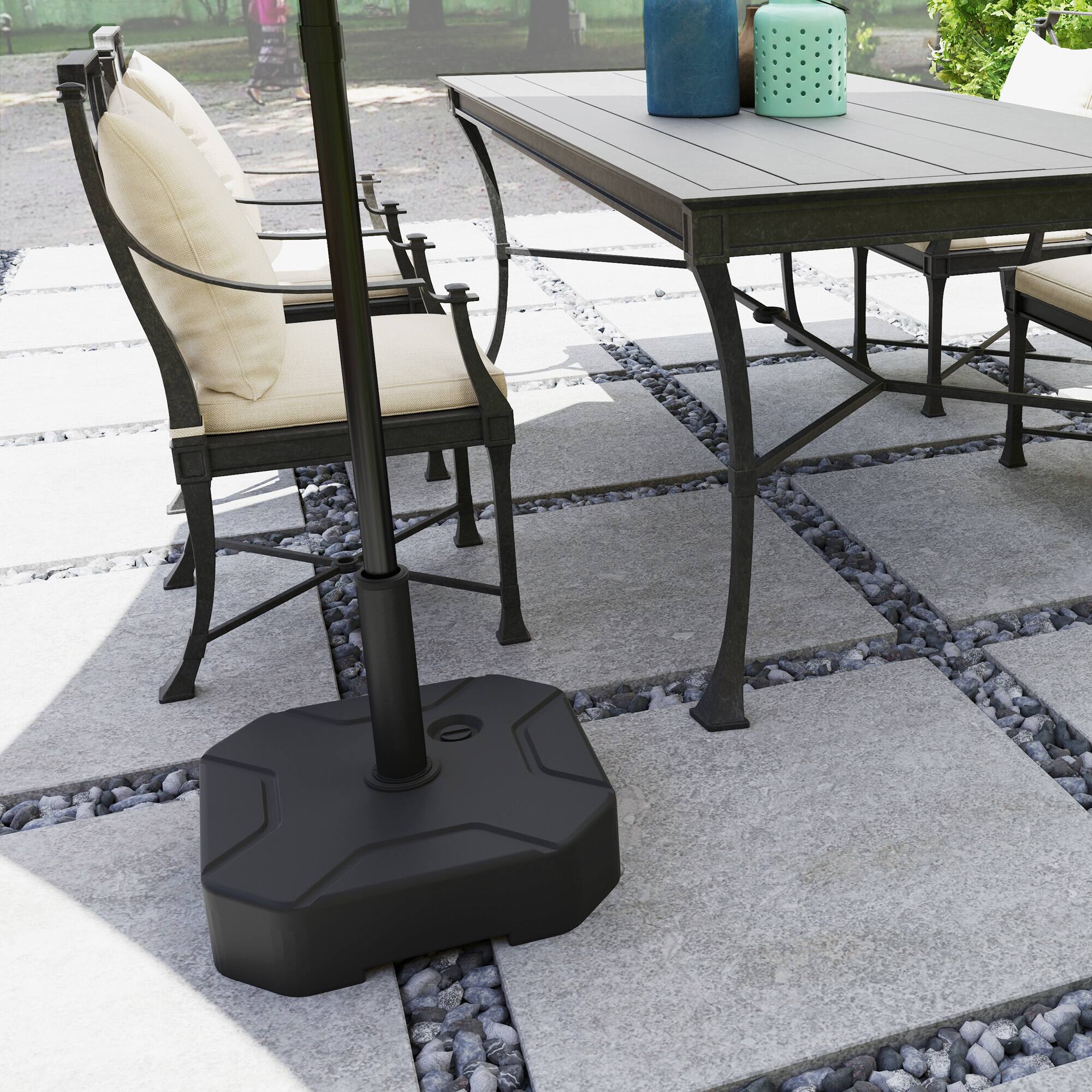 Alt View 4. Outsunny - Square Patio Umbrella Base Holder, Heavy Duty Outdoor Umbrella Stand Base, Filled Up to 55lbs with Stand or 44lbs - Black.