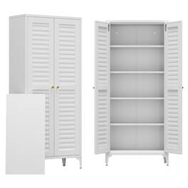 Boyel Living - 64-Inch Metal Pantry Storage Cabinet with 2 Doors, Adjustable Shelves - White