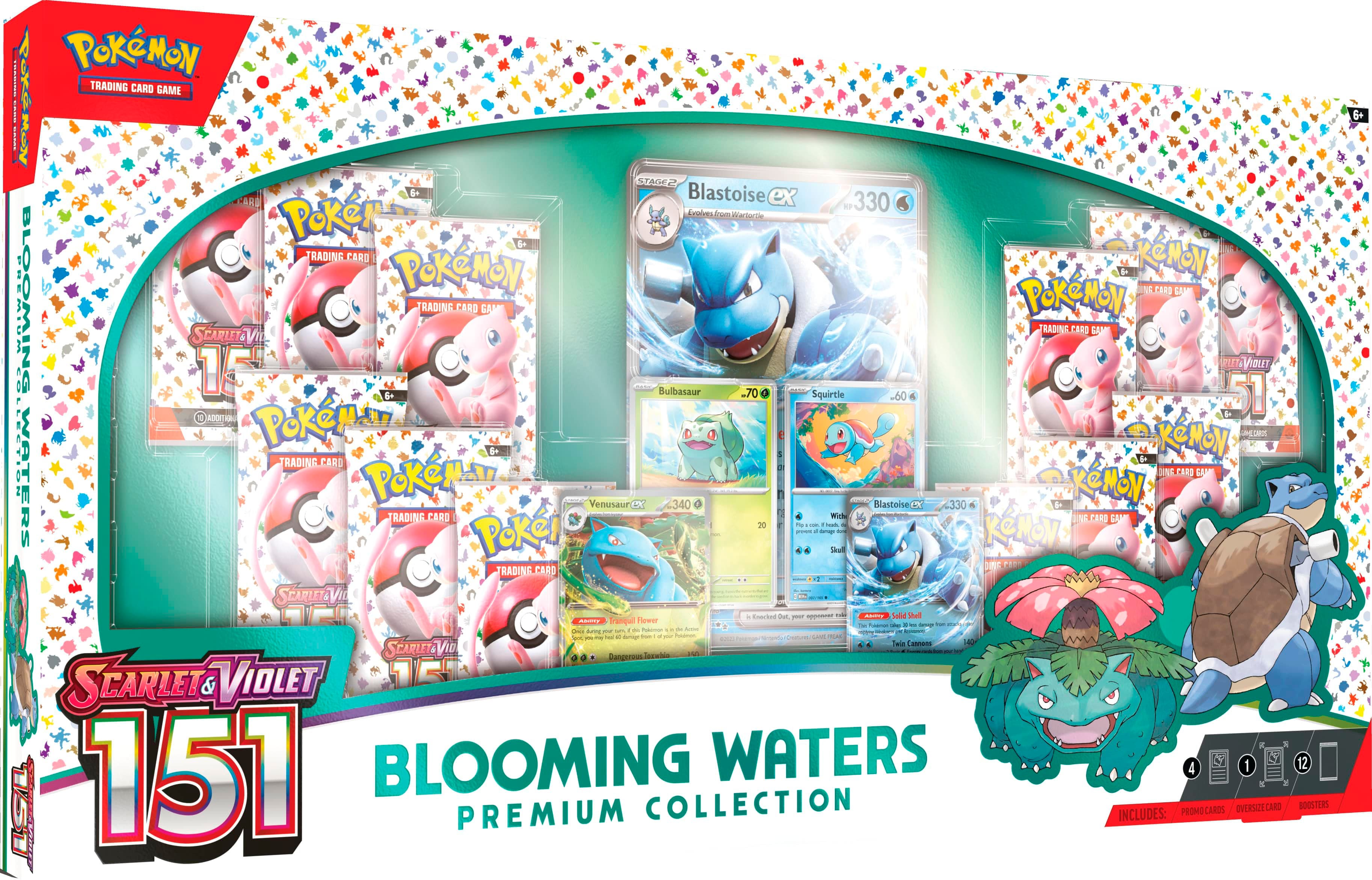 Pokemon Trading Card Game | 151 Blooming Waters Premium Collection includes: 12 boosters, 6+ promo cards, and an oversized card.