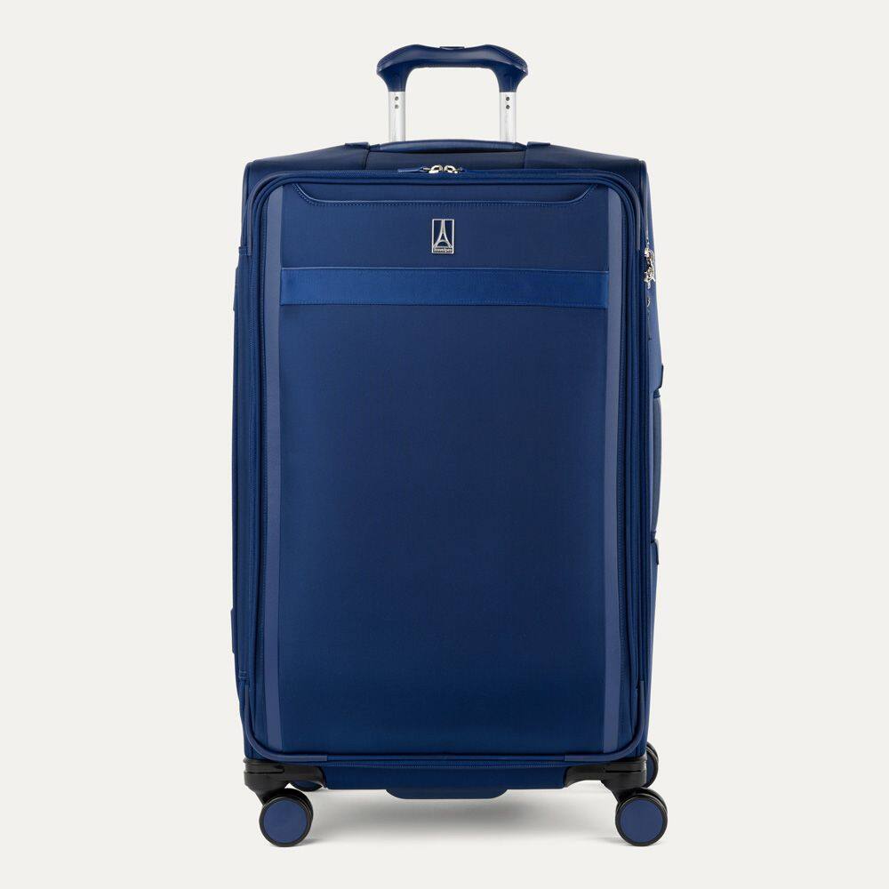 Angle. Travelpro - Travelpro Versapack + Lightweight Softside Expandable 29" Checked Spinner - Estate Blue.