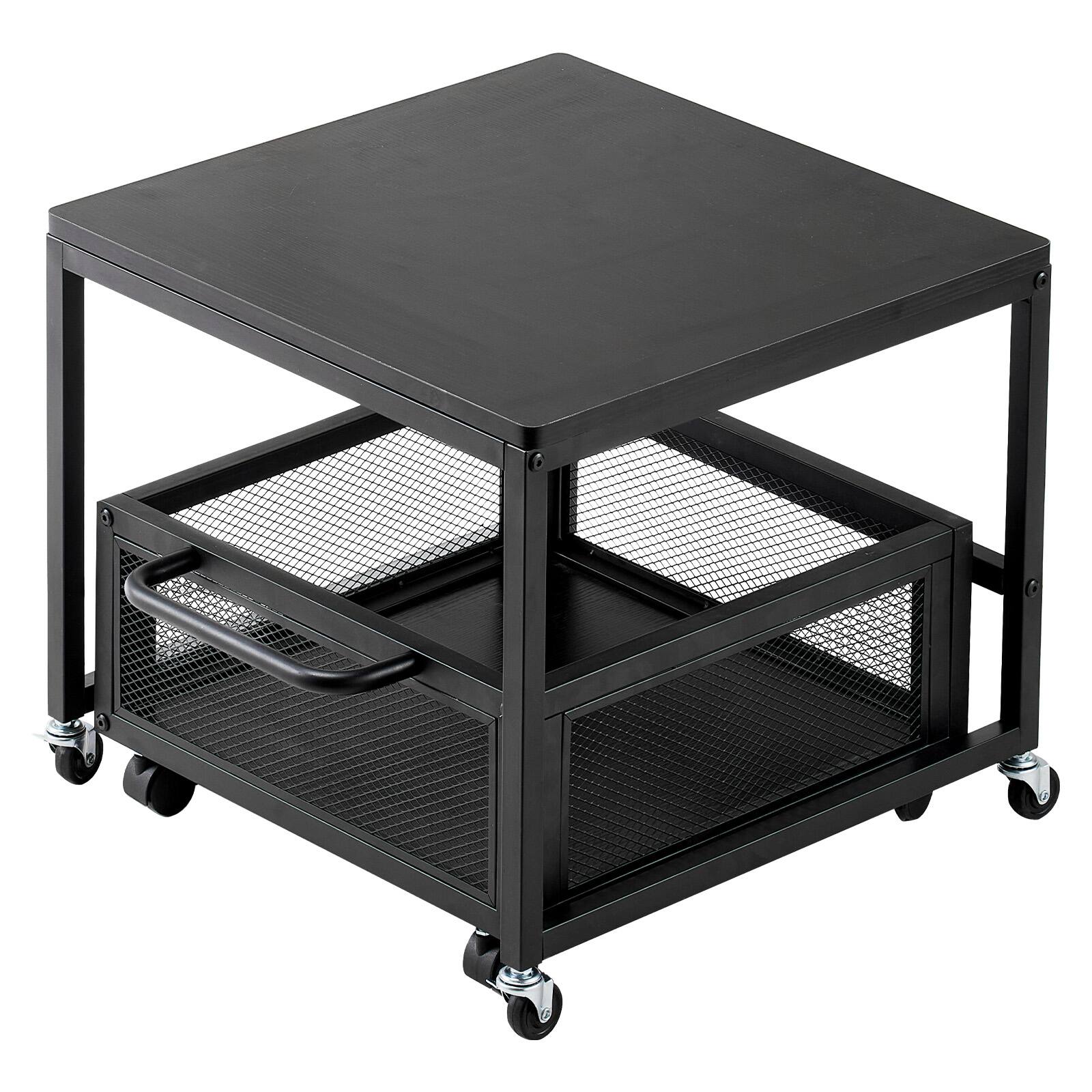 Alt View 5. VEVOR - Mini Fridge Stand with Storage, 198 lbs Mini Fridge Table with Movable Storage Cart & Swivel Wheels, Refrigerator Stand - Black.
