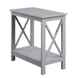 FurniFact - Wooden end table with shelf for living room or bedroom use - Gray