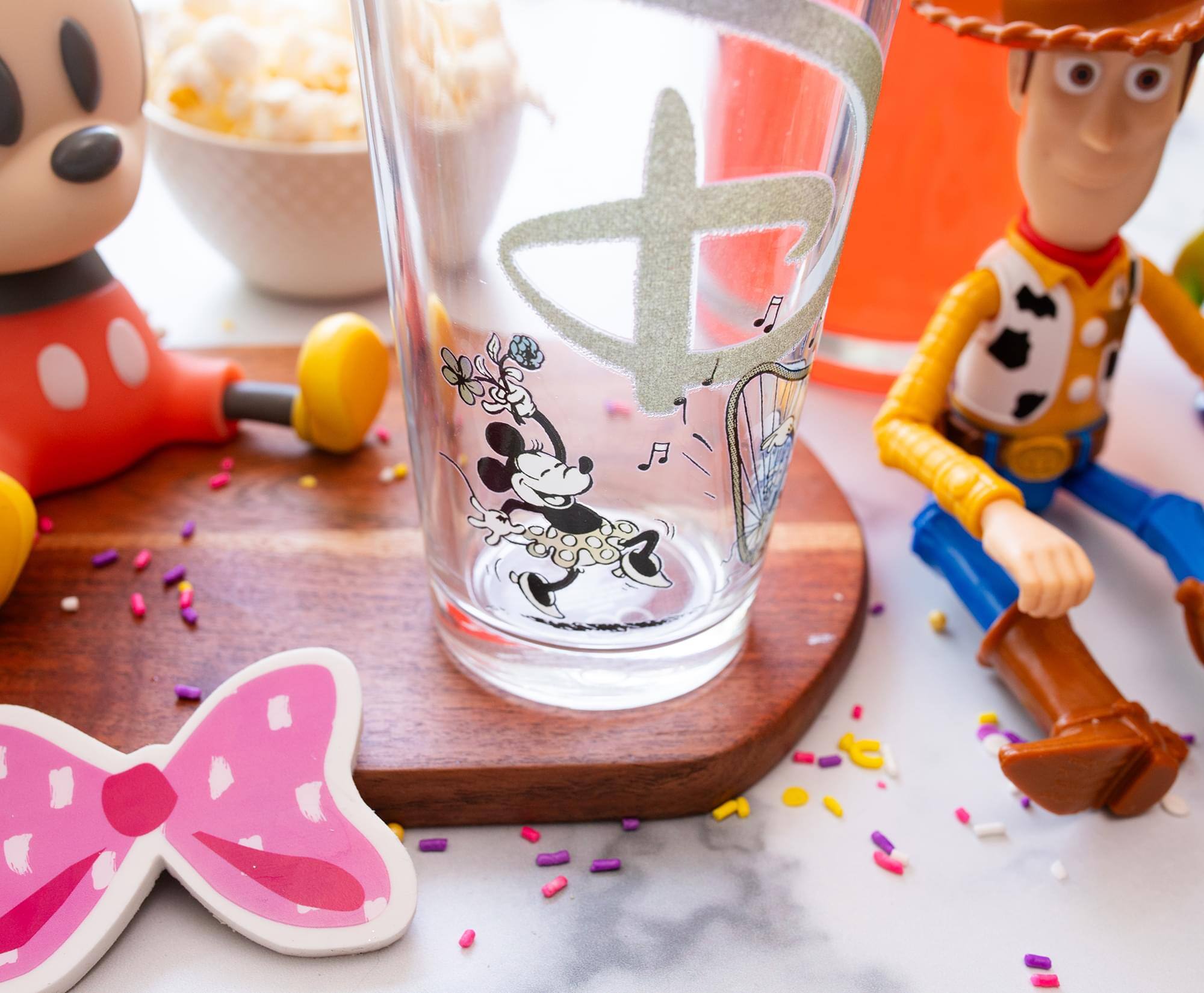 Alt View 4. Disney - Disney 100 Years of Wonder Glitter Pint Glass | Holds 16 Ounces - Black.