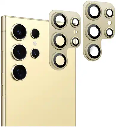 Angle. SaharaCase - ProShock Camera Lens Protector for Samsung Galaxy S24 Ultra (2-Pack) - Yellow.