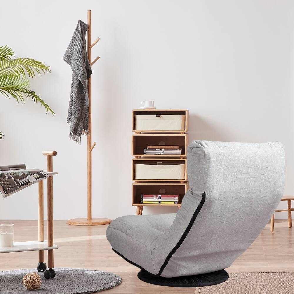 Alt View 10. Loheer - Loheer Adjustable Floor Chair Japanese Lazy Sofa Reclining Chair with Footrest Grey - Grey.
