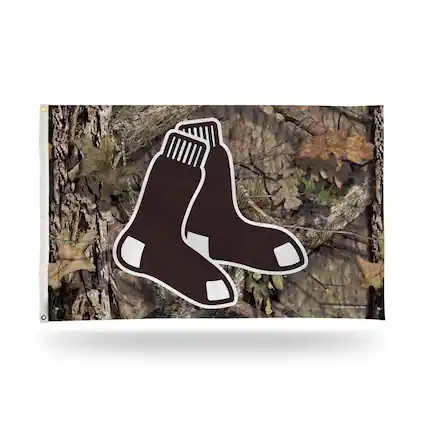 Front. Rico Industries - Boston Red Sox Baseball Mossy Oak Camo Design 3x5 Indoor or Outdoor Banner Flag - Multi.