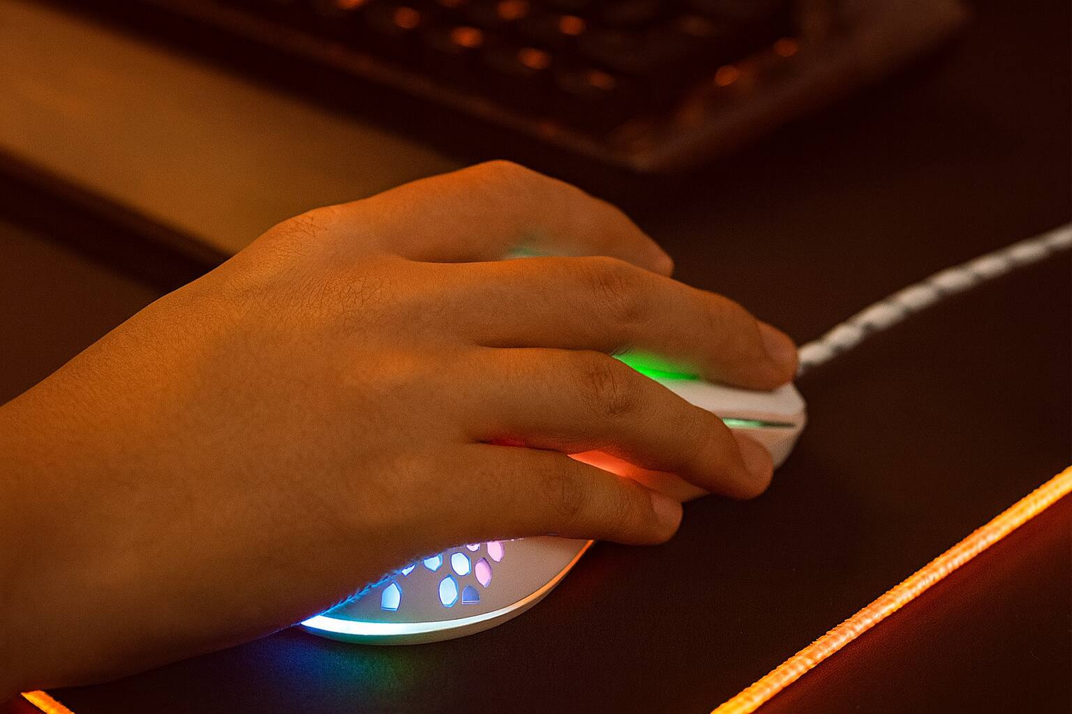 Left. Sanoxy - Sanoxy Wired Gaming Mouse with Perforated Lightweight Shell, RGB Lighting, USB Optical, Adjustable DPI - White - White.