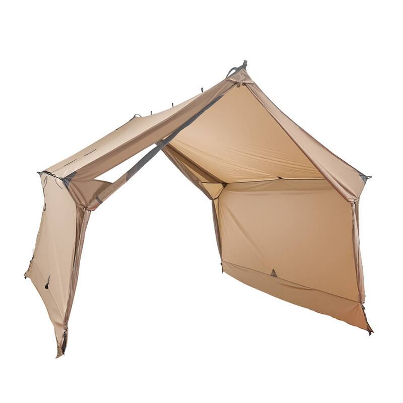 Alt View 5. HTUTWOO - Cabin Hot Tent with Stove Jack - Lightweight Waterproof 2 Person Camping Tent, Pole-Free Portable 4-Season Shelter,Nylon - Brown.