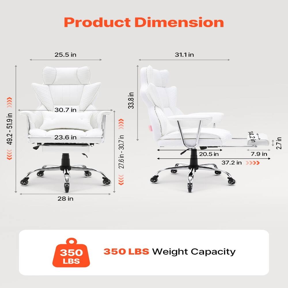 Product Dimension  
25.5 in  
31.1 in  
49.2-51.9 in  
30.7 in  
23.6 in  
28 in  
27.6 in - 30.7 in  
33.8 in  
14.2 in  
20.5 in  
7.9 in  
37.2 in  
2.7 in  
350 LBS Weight Capacity