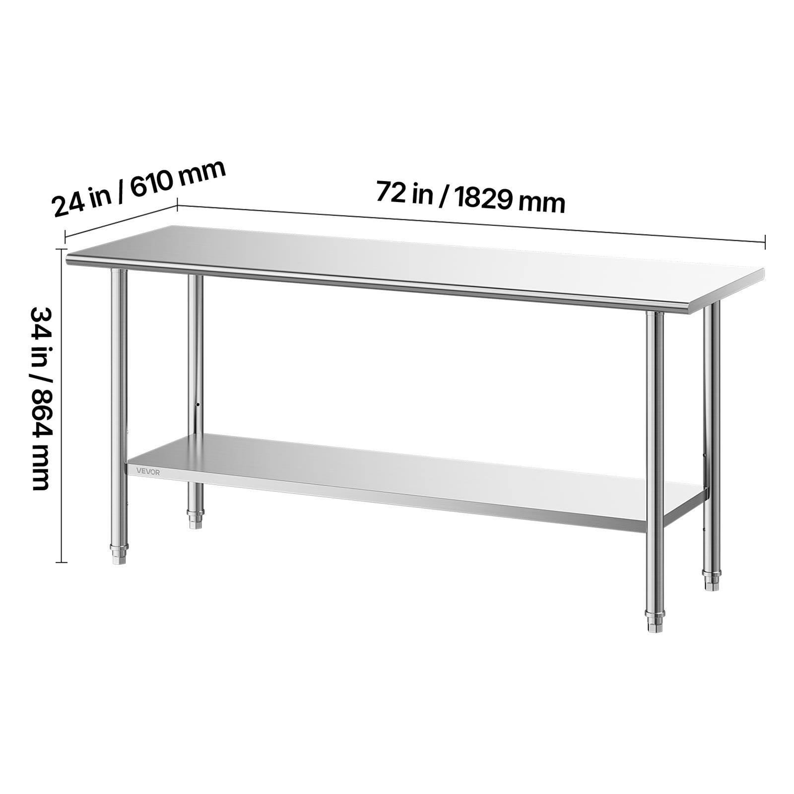 610 mm / 24 in  
72 in / 1829 mm  
34 in / 864 mm  
VEVOR