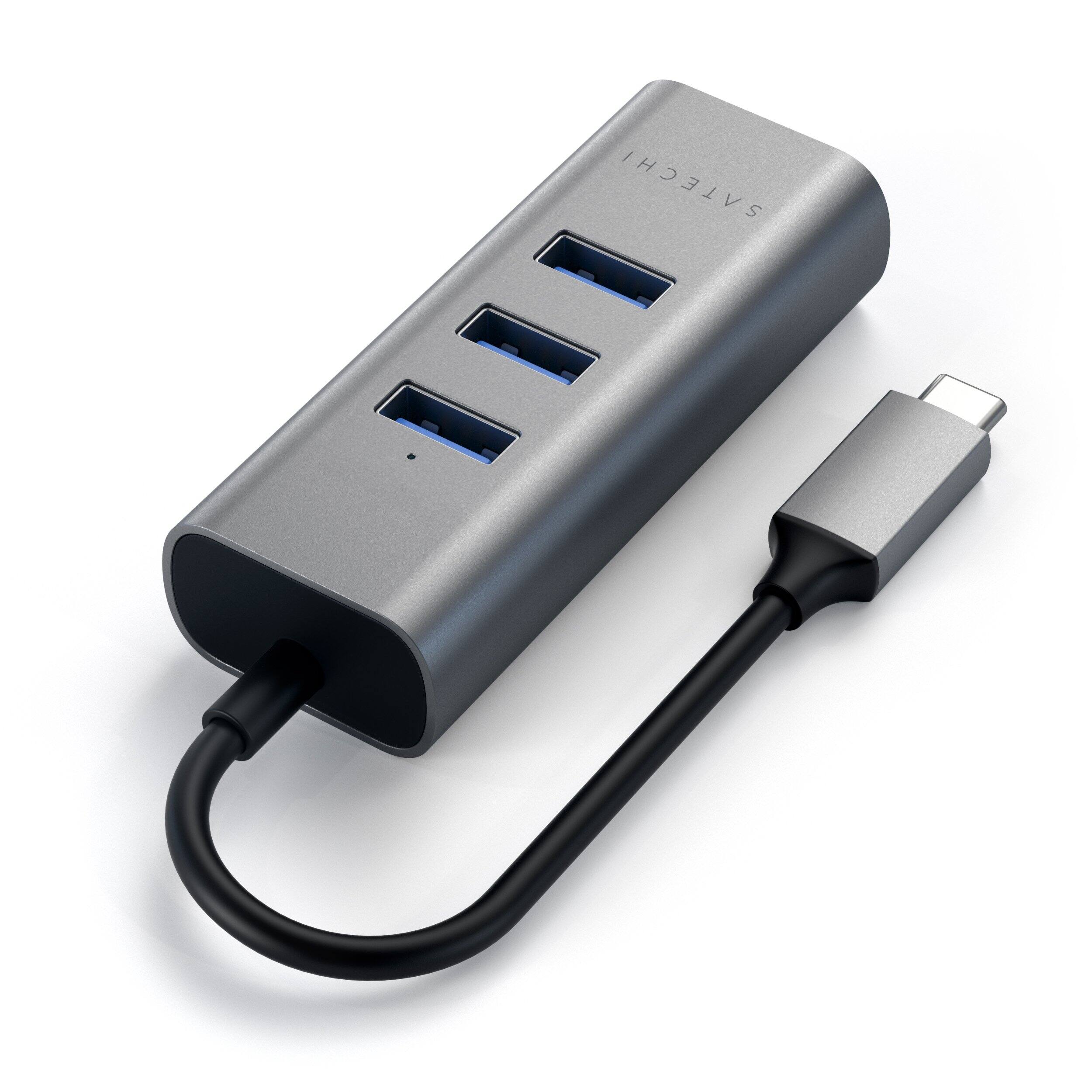 Back. Satechi - Type-C 2-in-1 USB Hub with Ethernet - Space Gray.