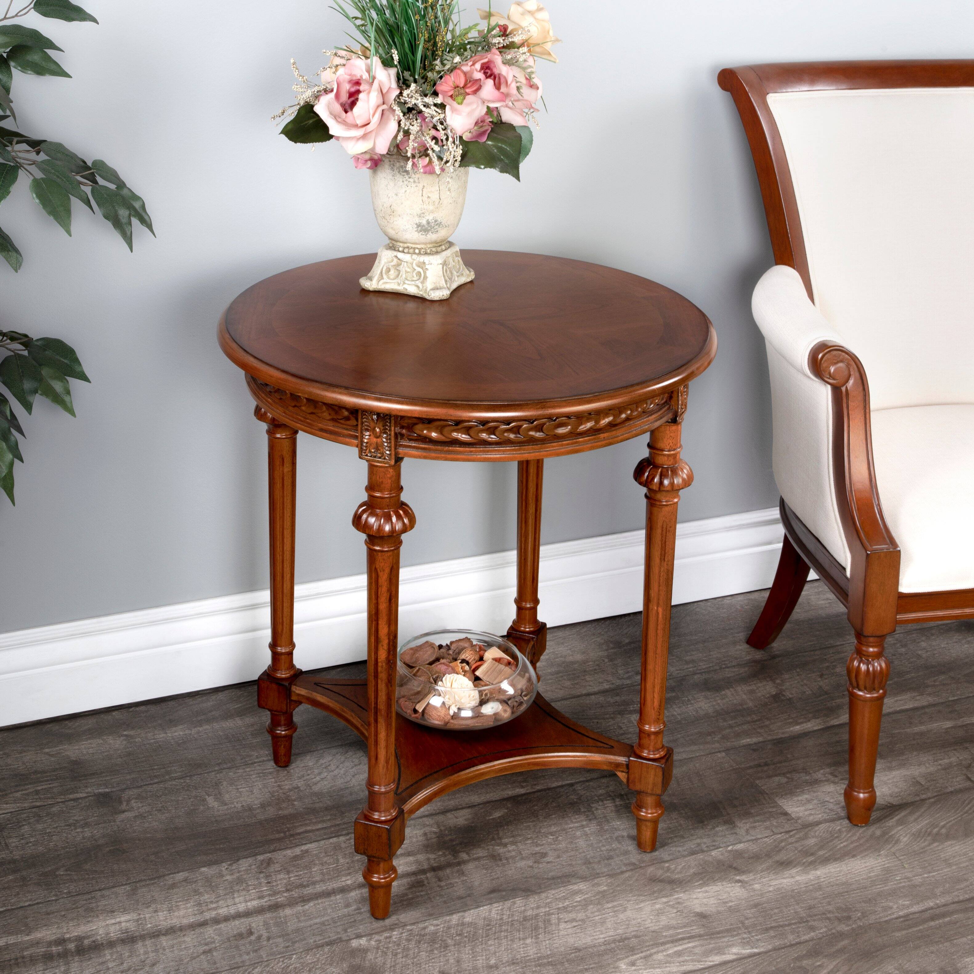 Alt View 8. Butler Specialty - Hellinger 24 in. W Round Wood Tall End Table with Open Shelf - Medium Brown.