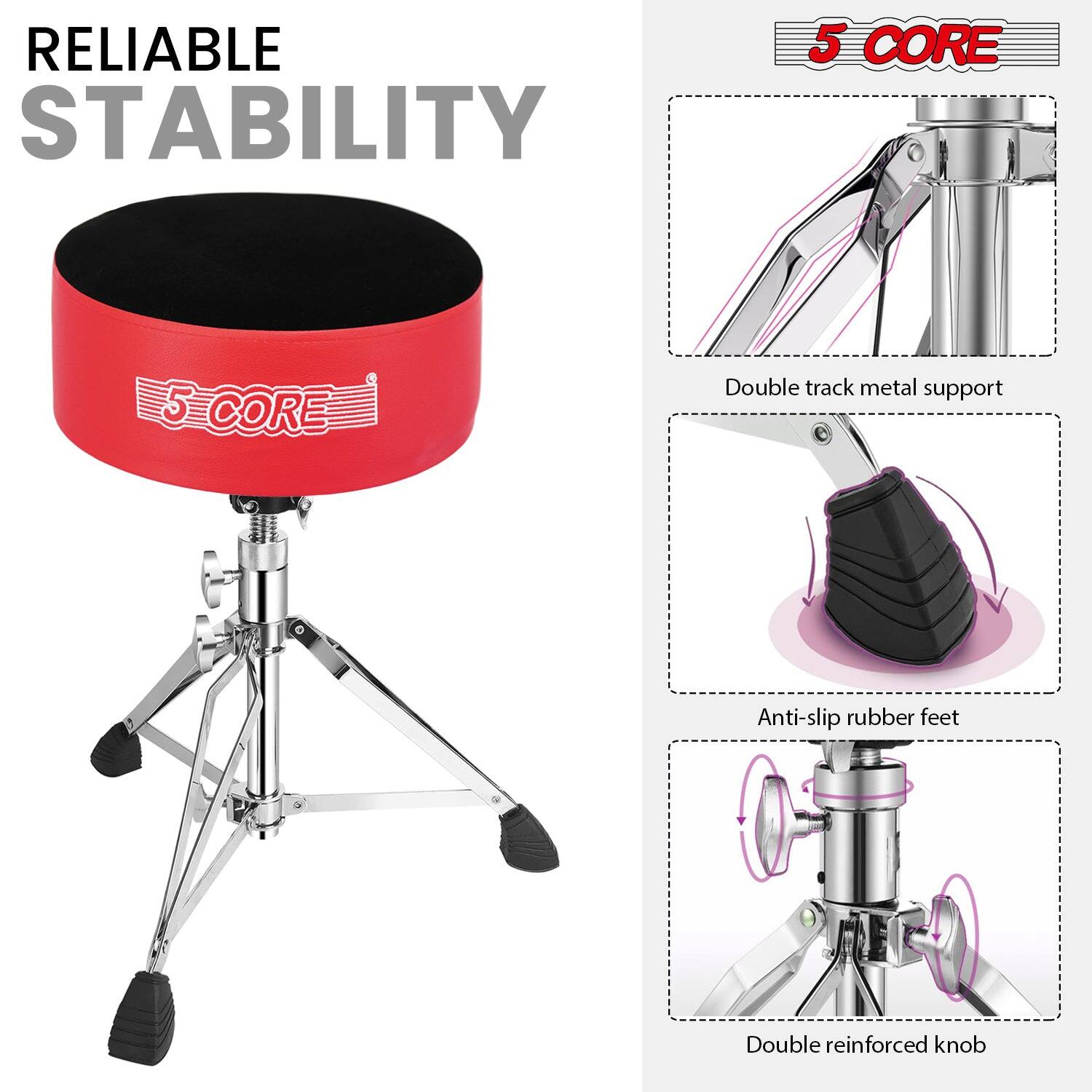 RELIABLE STABILITY

5 CORE

Double track metal support

Anti-slip rubber feet

Double reinforced knob