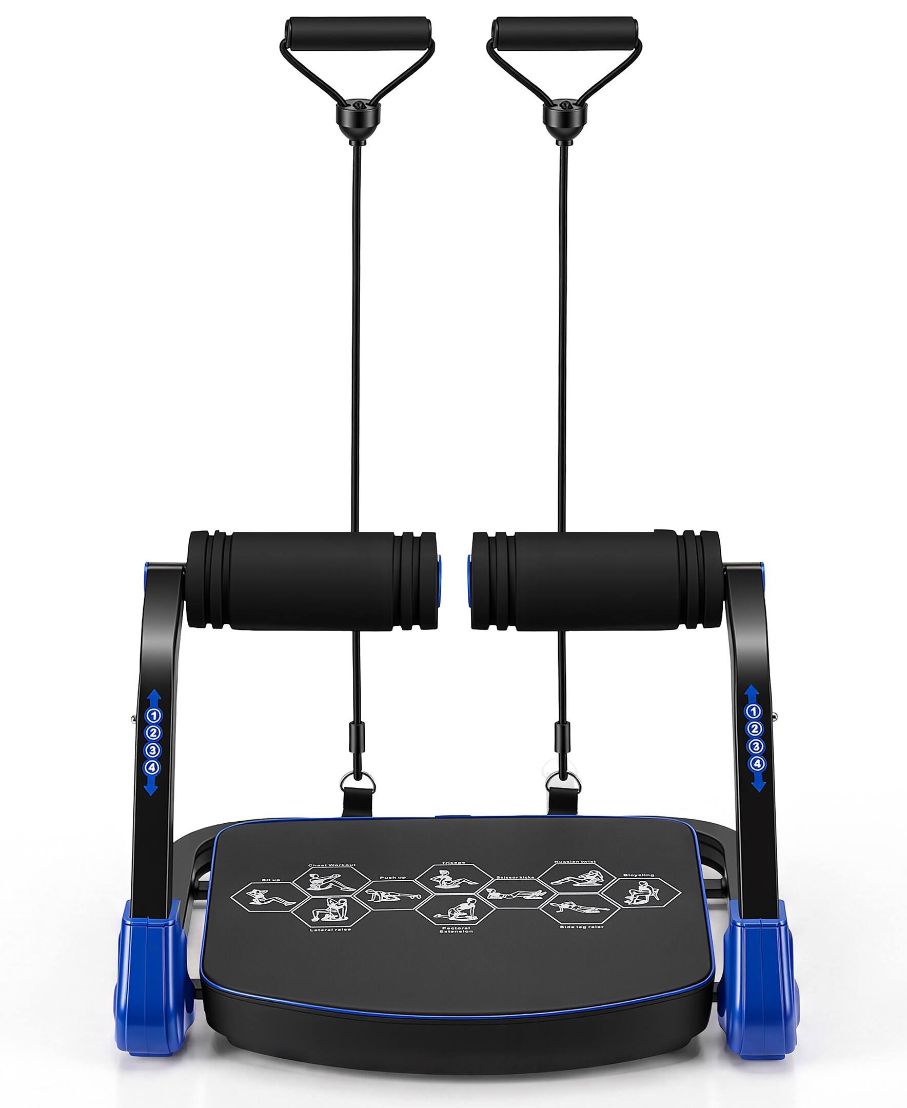 Alt View 1. Sugift - Foldable Adjustable Ab Machine for Stomach Workout at Home Gym, 4 Resistance Levels Core Trainer with Resistance Bands - Blue.