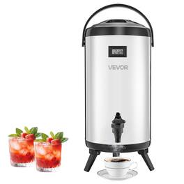 VEVOR - Insulated Beverage Dispenser, 2.4 Gal/9.2L Stainless Steel Thermal Drink Server with Spigot & Temp Display, for Tea - Silver