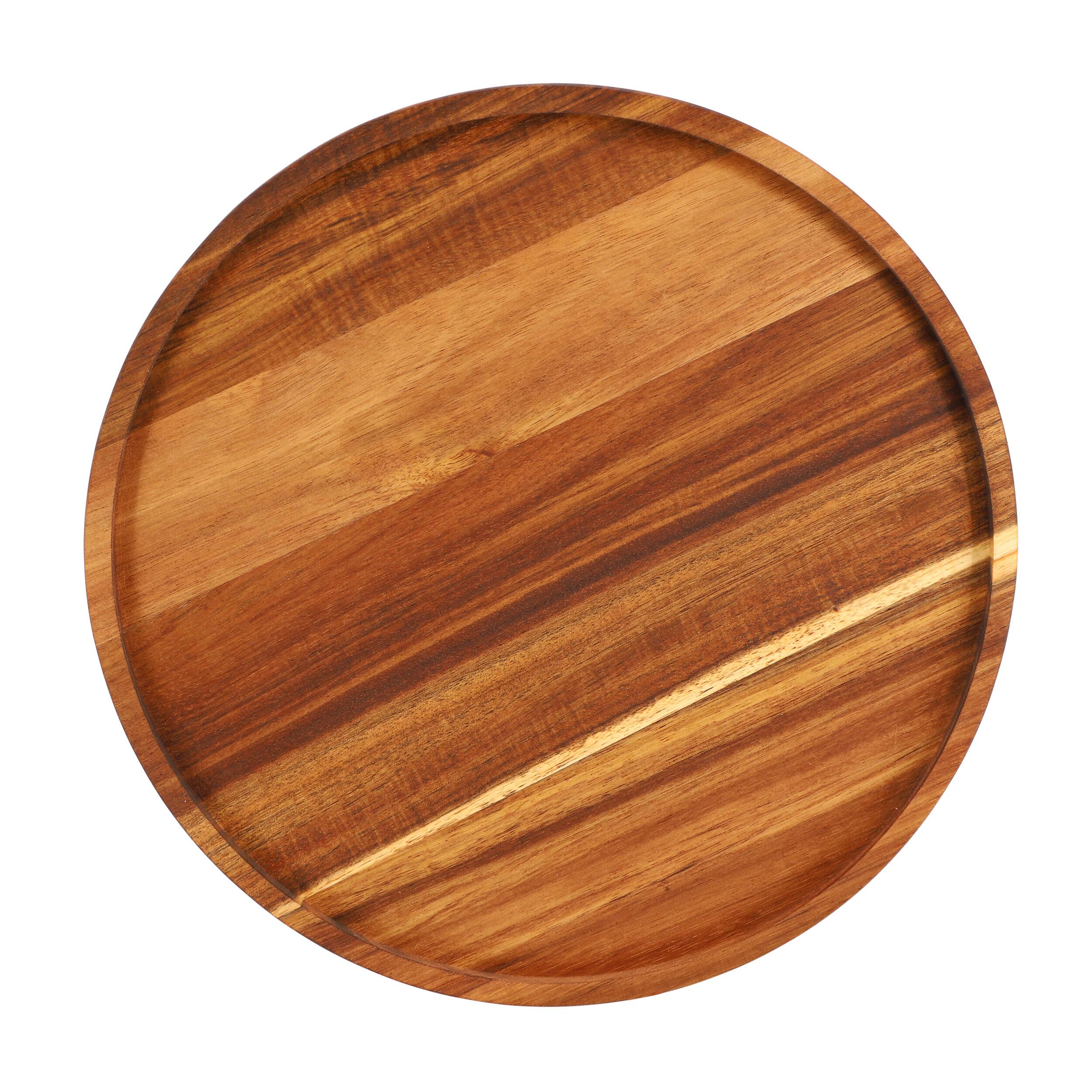 Left. MegaChef - MegaChef 12 Inch Acacia Wood Lazy Susan Tray - Brown.