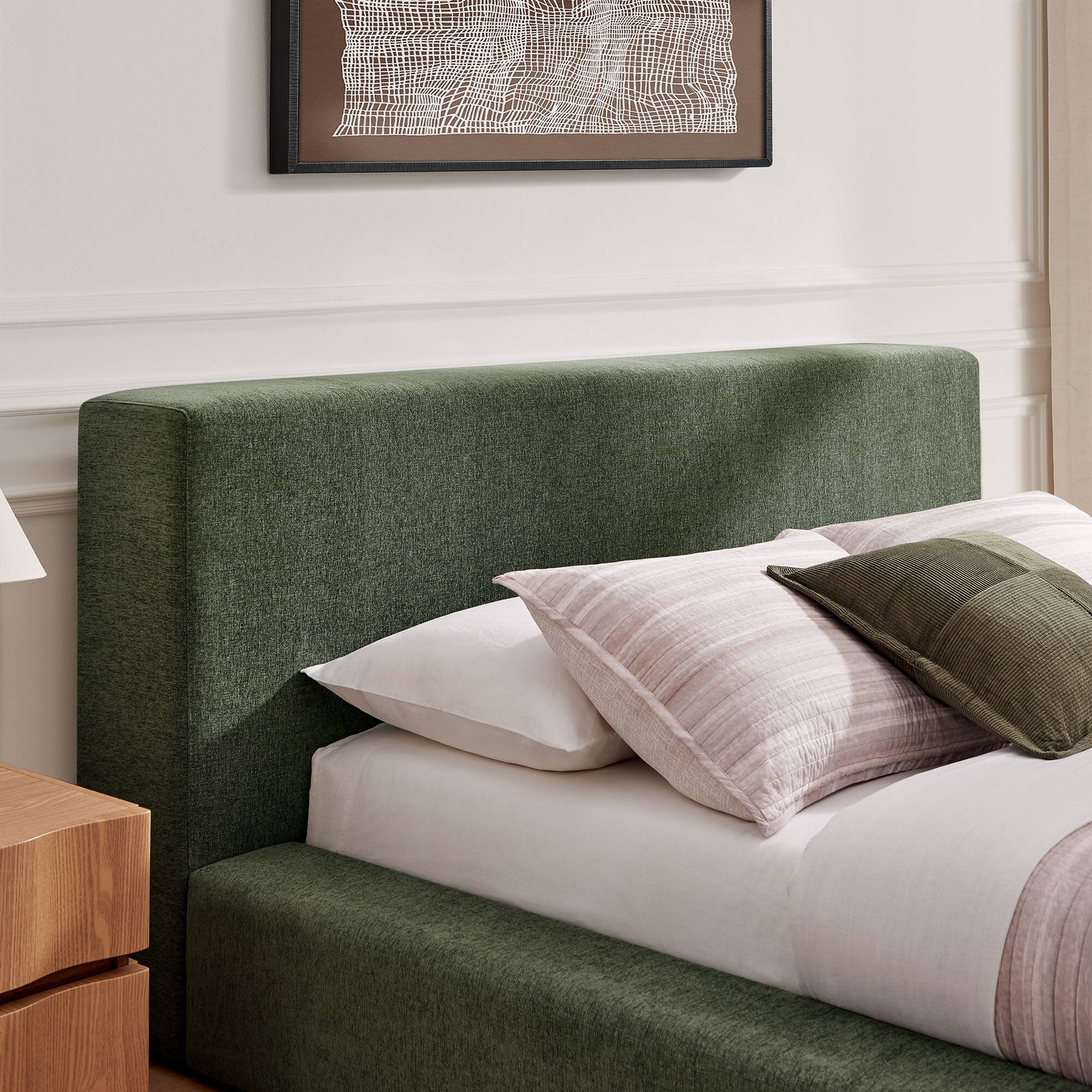 Alt View 9. Modway - Luma Chenille Upholstered King Platform Bed Frame by Modway - Eucalyptus.