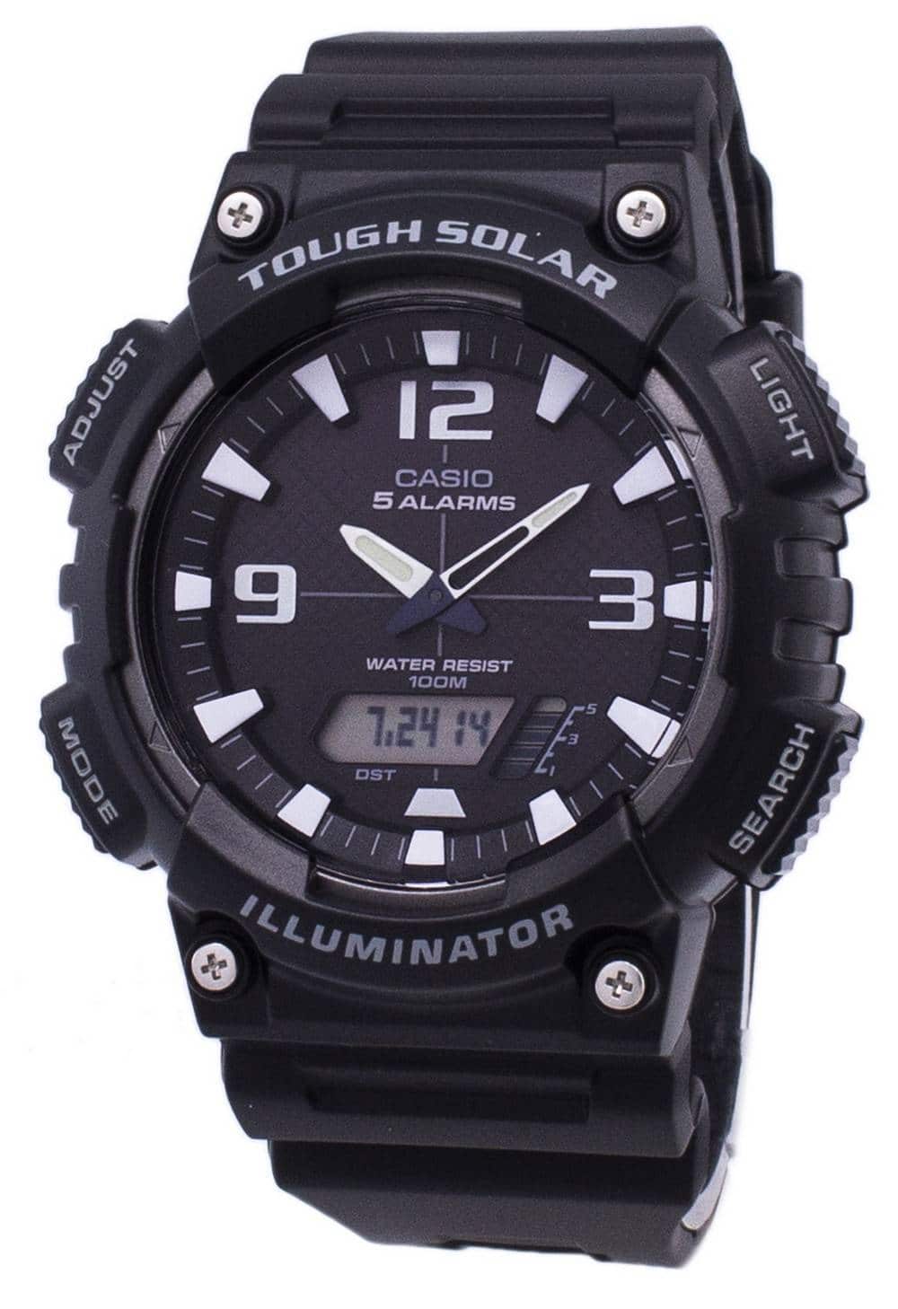 Casio - Illuminator Analog Digital Tough Solar AQ-S810W-1AVDF Mens Watch Alarm World Time Stopwatch Timer - Black