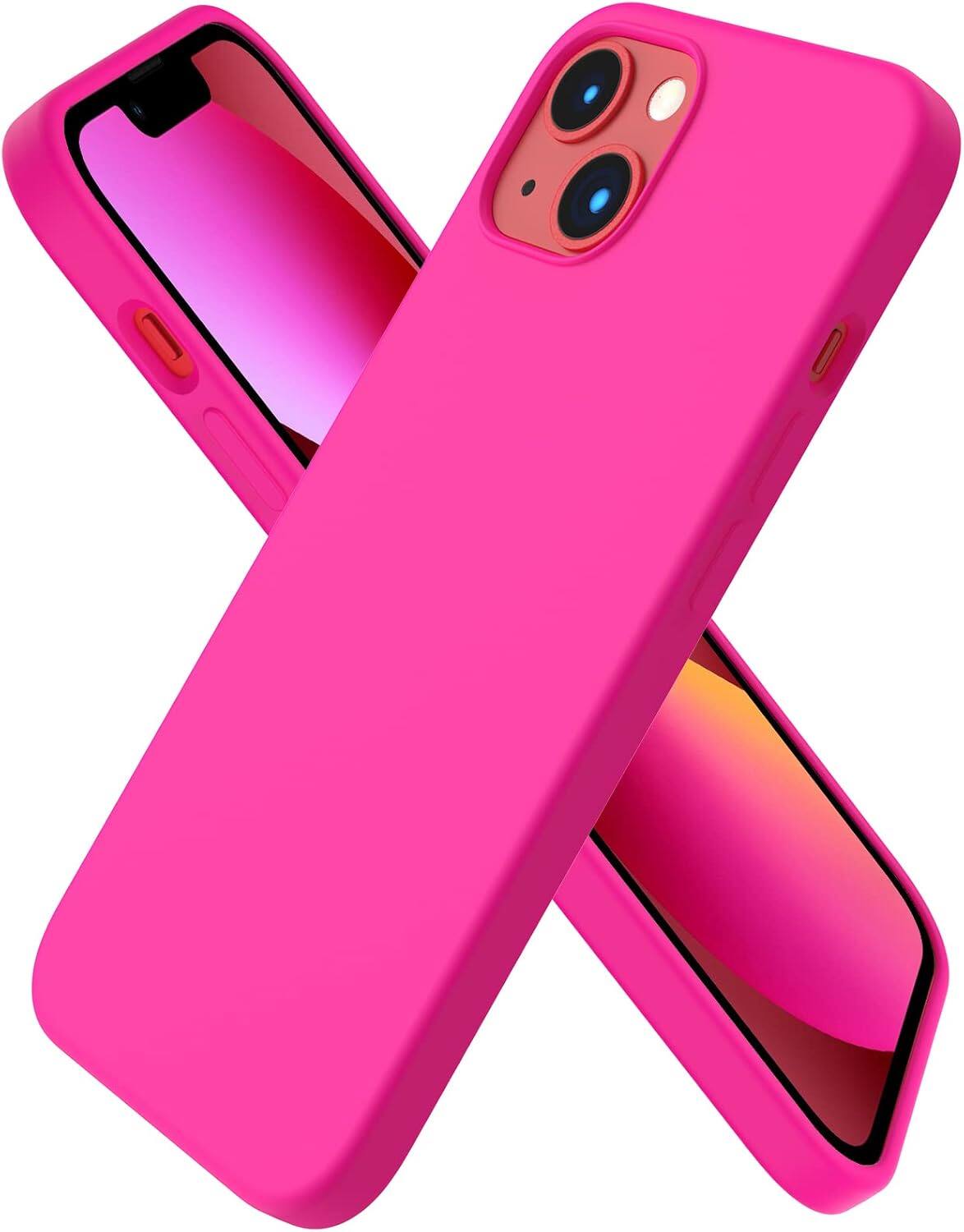 Front. Ornarto - ORNARTO Compatible with iPhone 13 Case 6.1", Slim Liquid Silicone 3 Layers Full Covered Cover-Hot Pink - Hot Pink.
