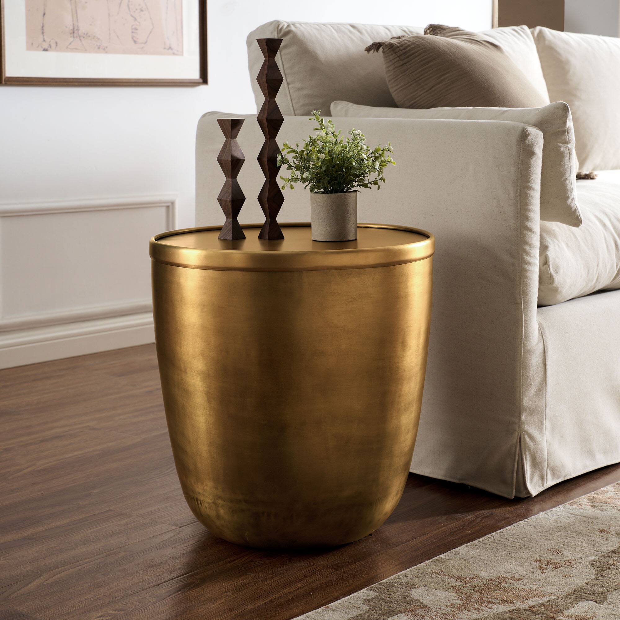 Viora Metal Storage Side Table by Modway - Burnished Brass