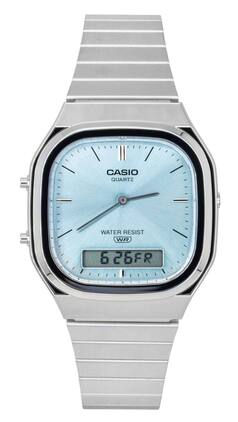 Casio - Vintage Analog Digital Stainless Steel Dial Quartz AQ-240E-2A Unisex Watch - Light Blue