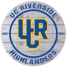Jardine - UC Riverside Highlanders 20'' x 20'' Indoor/Outdoor Weathered Circle Sign - White