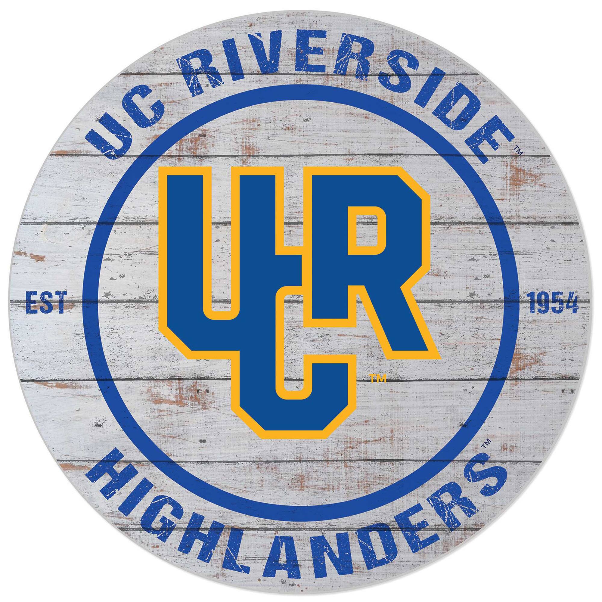 White UC Riverside Highlanders 20'' x 20'' Indoor/Outdoor Weathered Circle Sign