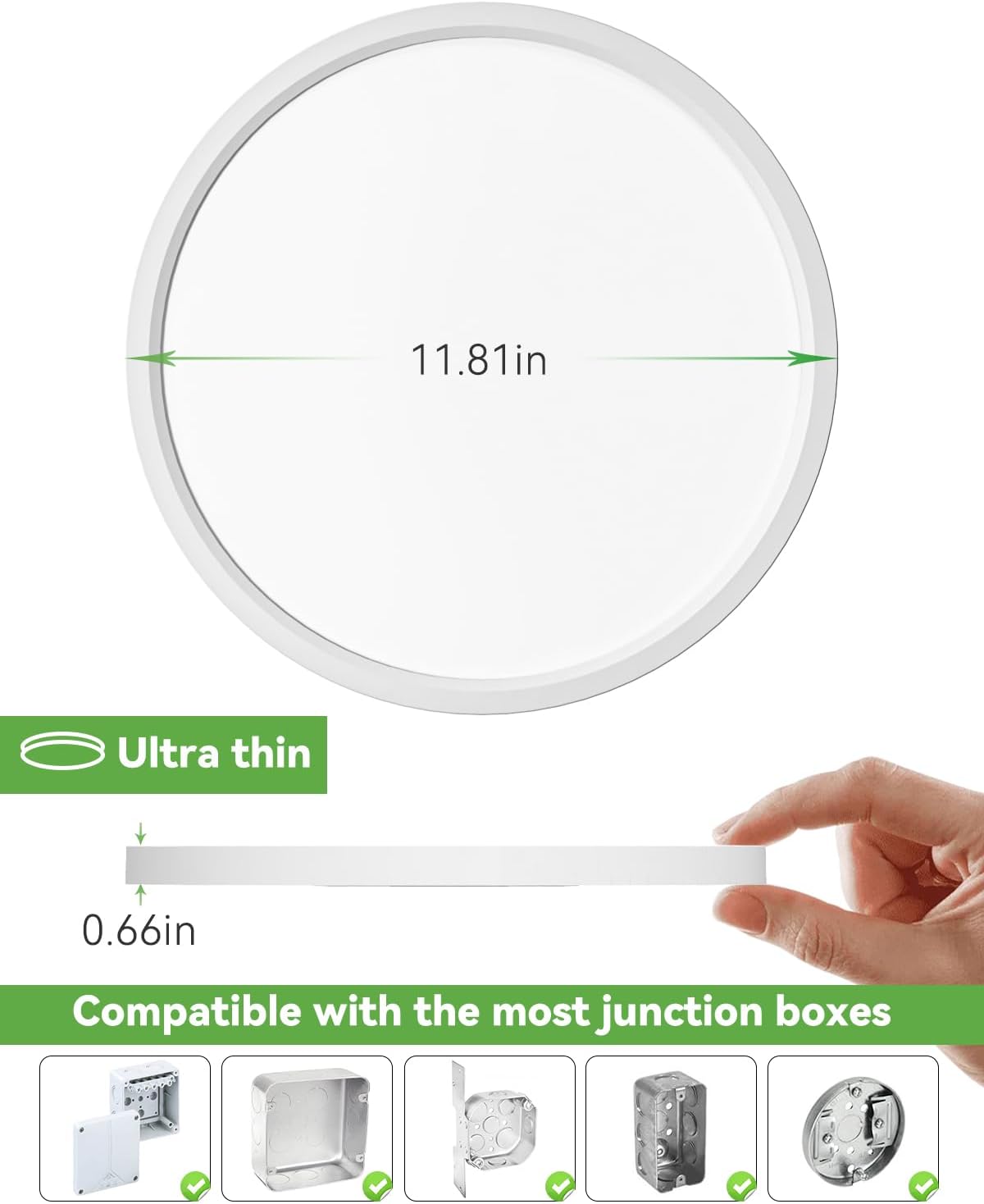 Veranti 12 Inch LED Flush Mount Ceiling Light, 5 Color Temperatures ...