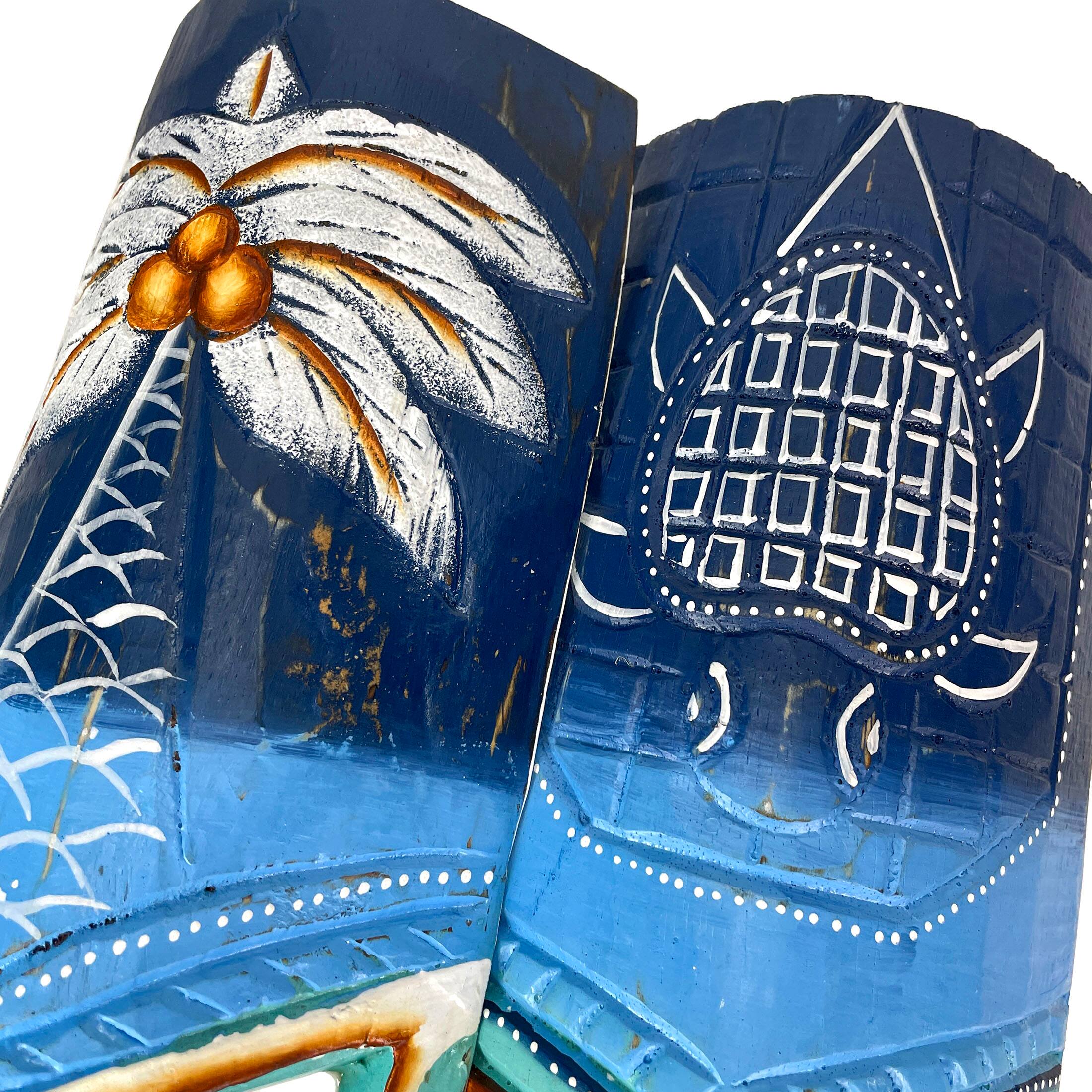 Alt View 2. Chesapeake Bay - Set of 2 - 20" Blue & Green Tiki Masks Wood Wall Decor Indoor/Outdoor Accent - Blue.