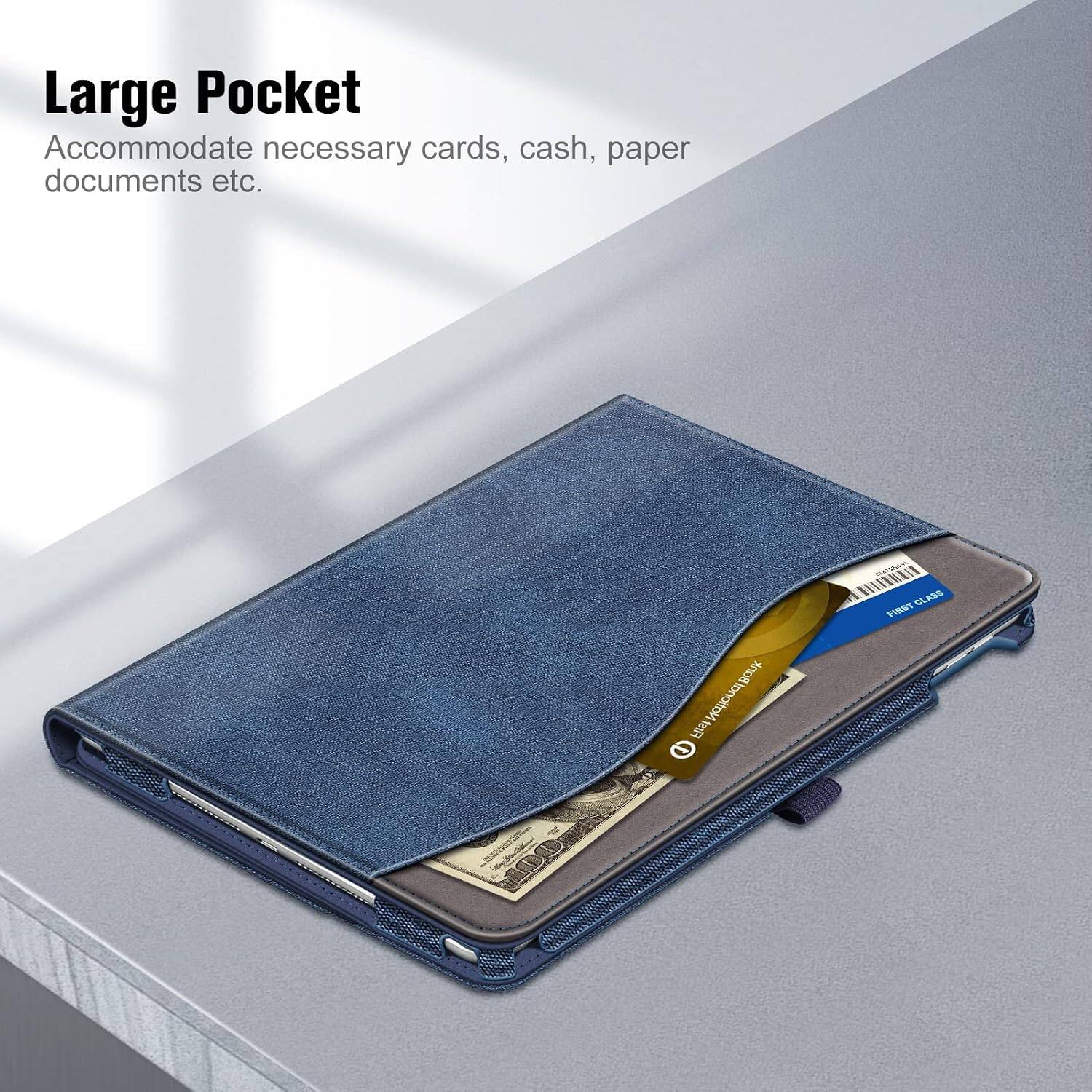Large Pocket  
Accommodate necessary cards, cash, paper documents etc.