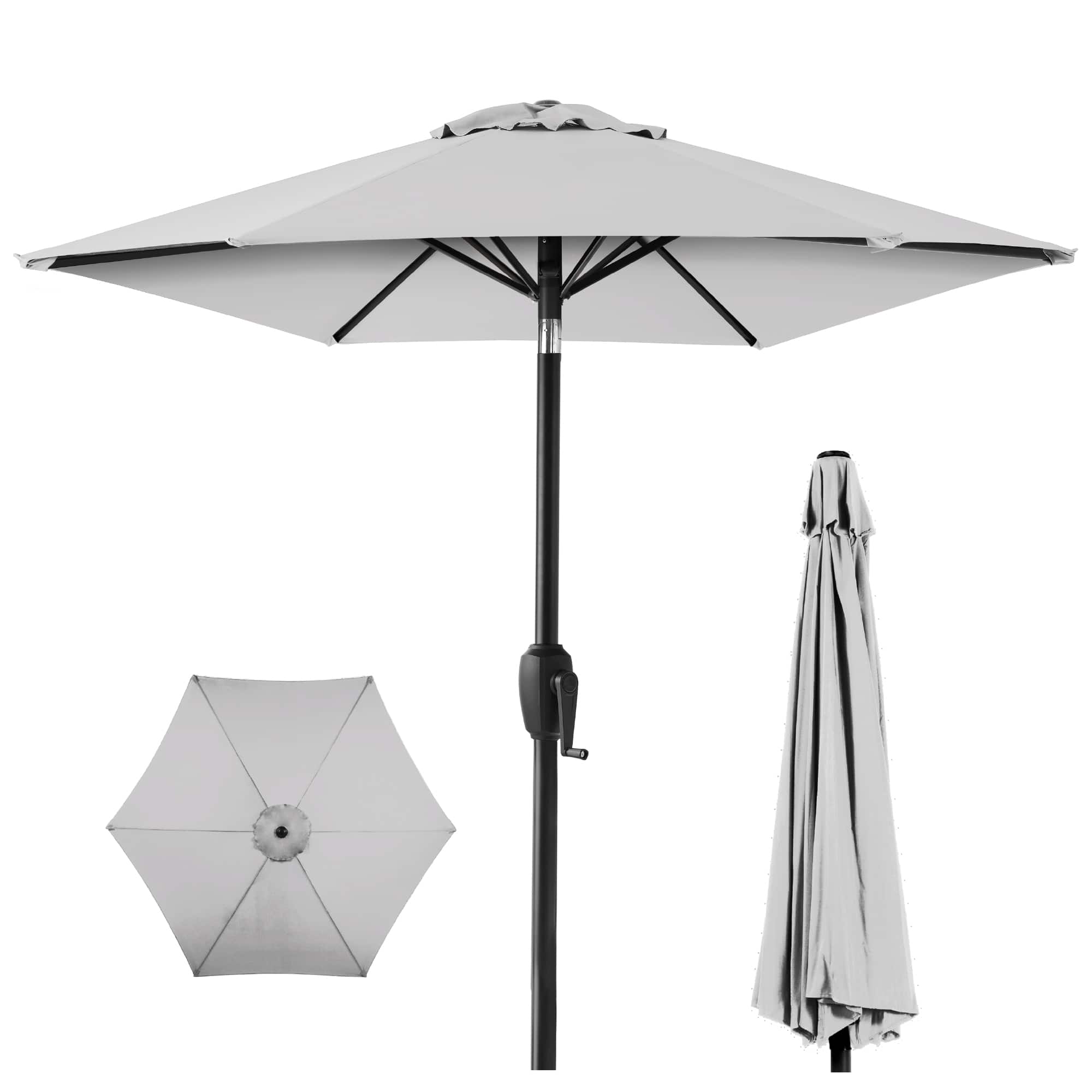 Photos - Parasol Best Choice Products - 7.5ft Heavy-Duty Outdoor Market Patio Umbrella w/ Push Button Tilt, Easy Crank - Fog Gray 