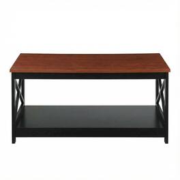 FurniFact - and Black Coffee Table with MDF Top and Sturdy Frame Compact Design - Cherry