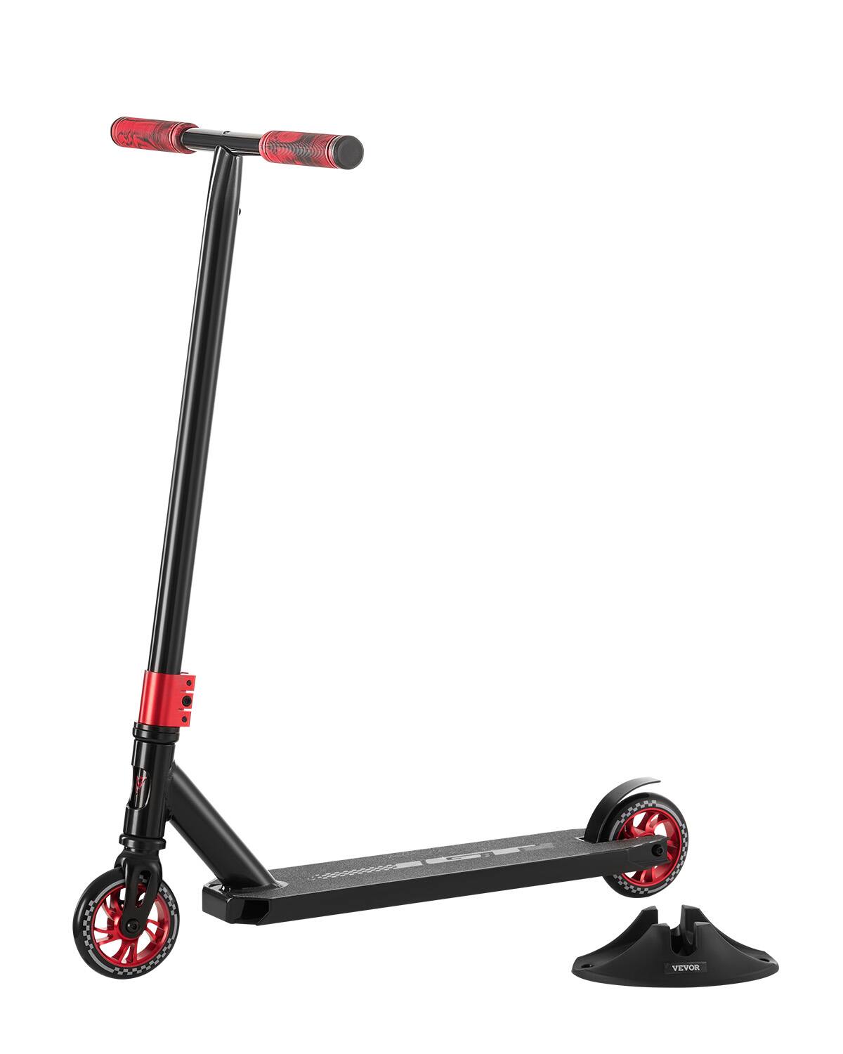 Front. VEVOR - Stunt Scooter, Pro Complete Trick Scooters for Kids Ages 11-13 Years,Teens, Adults,Boys,and Girls,Freestyle Street Rider - Red, Black.