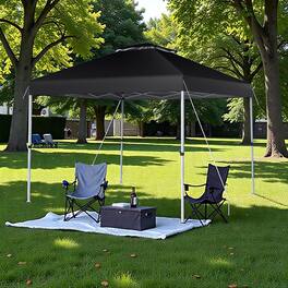 Hivvago - 10x10 Ft 2-Layer Folding Canopy Tent with Wheel Bag for Easy Transport - Black