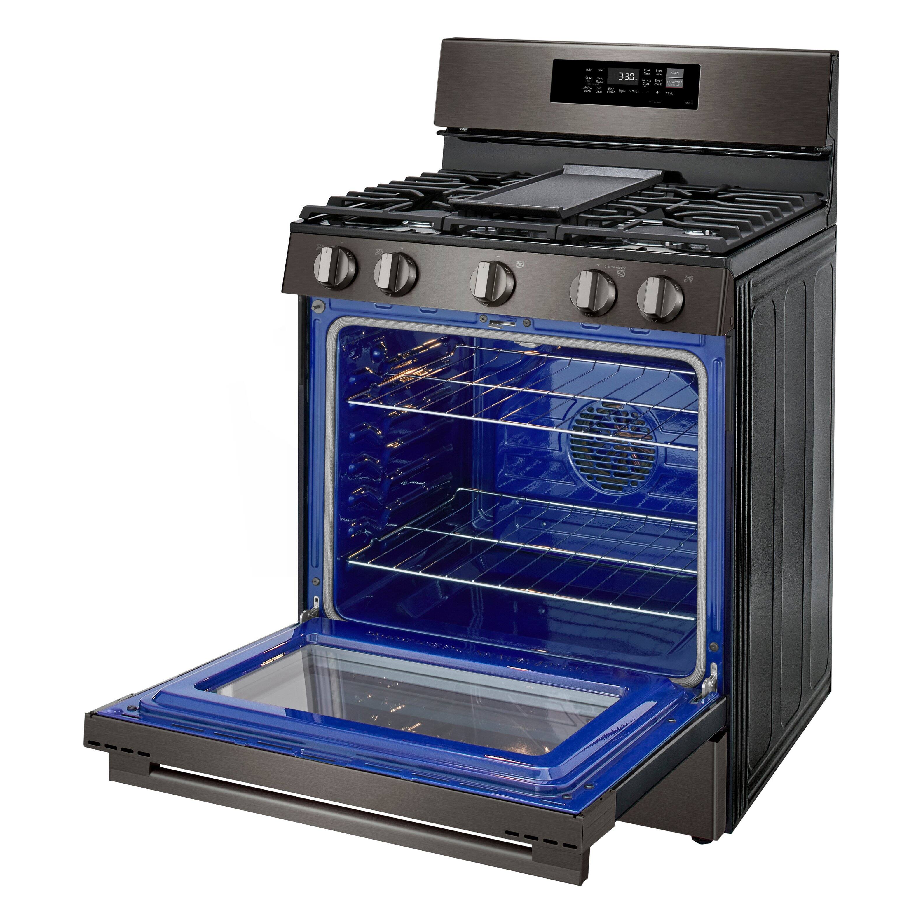 Alt View 9. LG - 6.3 Cu. Ft. Freestanding Gas True Convection Smart Range with EasyClean, Air Fry and Premium Handle - Black Stainless Steel.