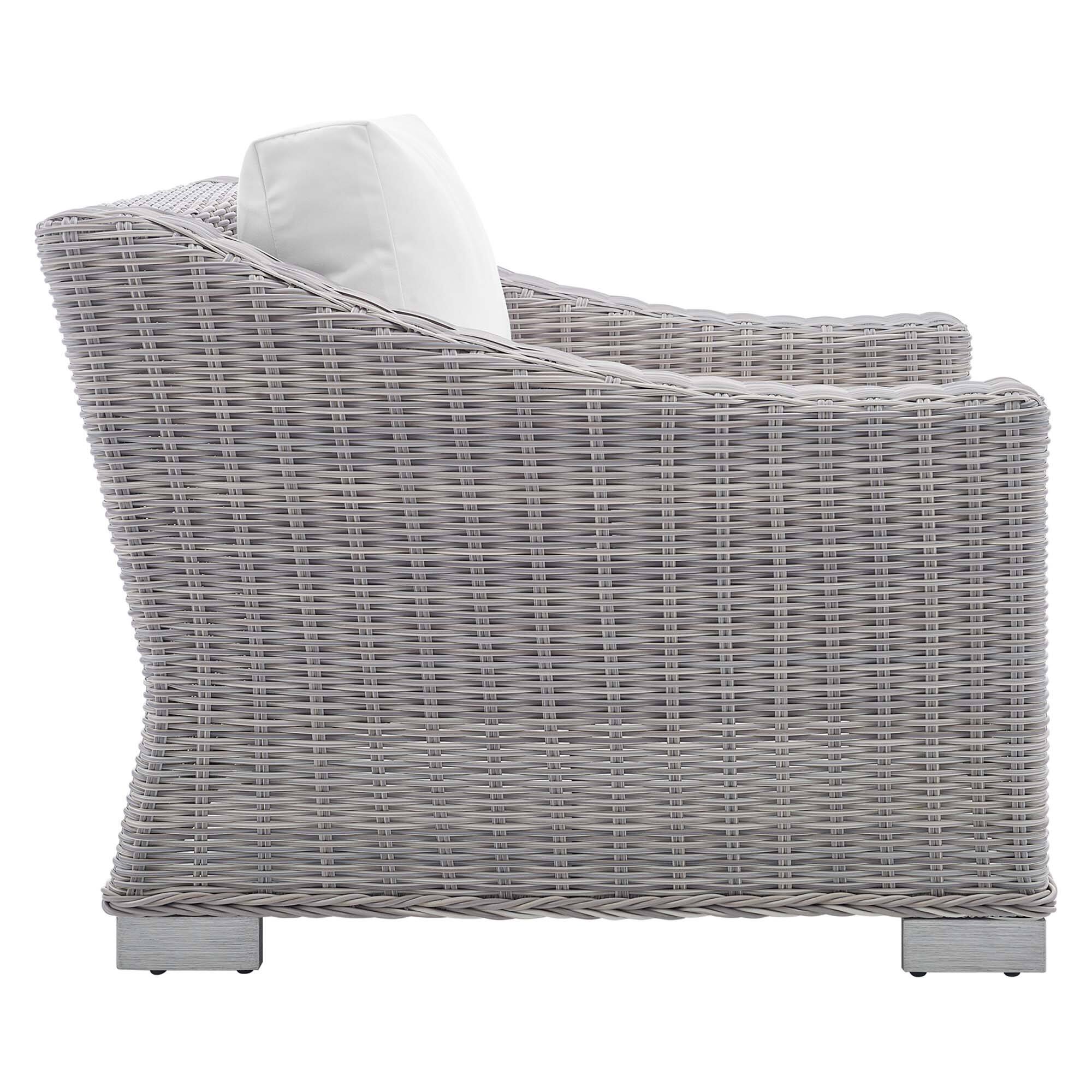 Back. Modway - Conway Outdoor Patio Wicker Rattan Armchair - Light Gray White.