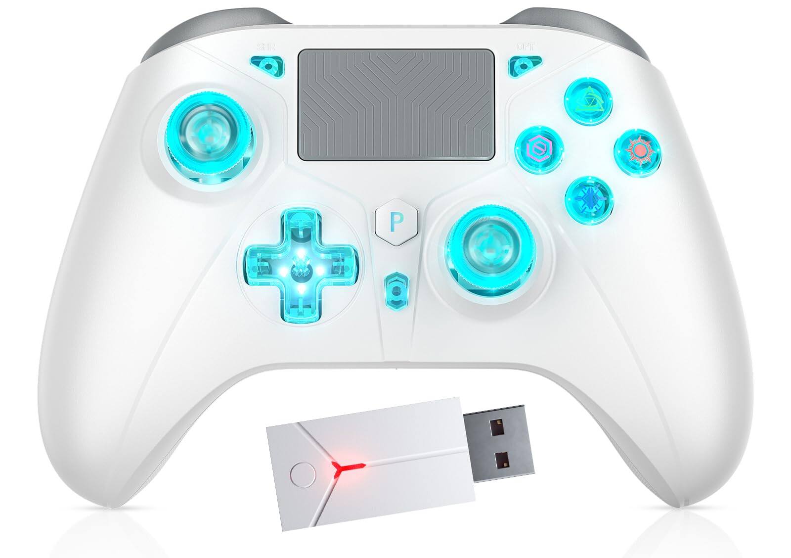 Front. Reds Spade - Wireless For Ps5 Controller Compatible With Ps5 ps4 pc ios switch 1000mah Adjustable Turbo Dual Shock - White.