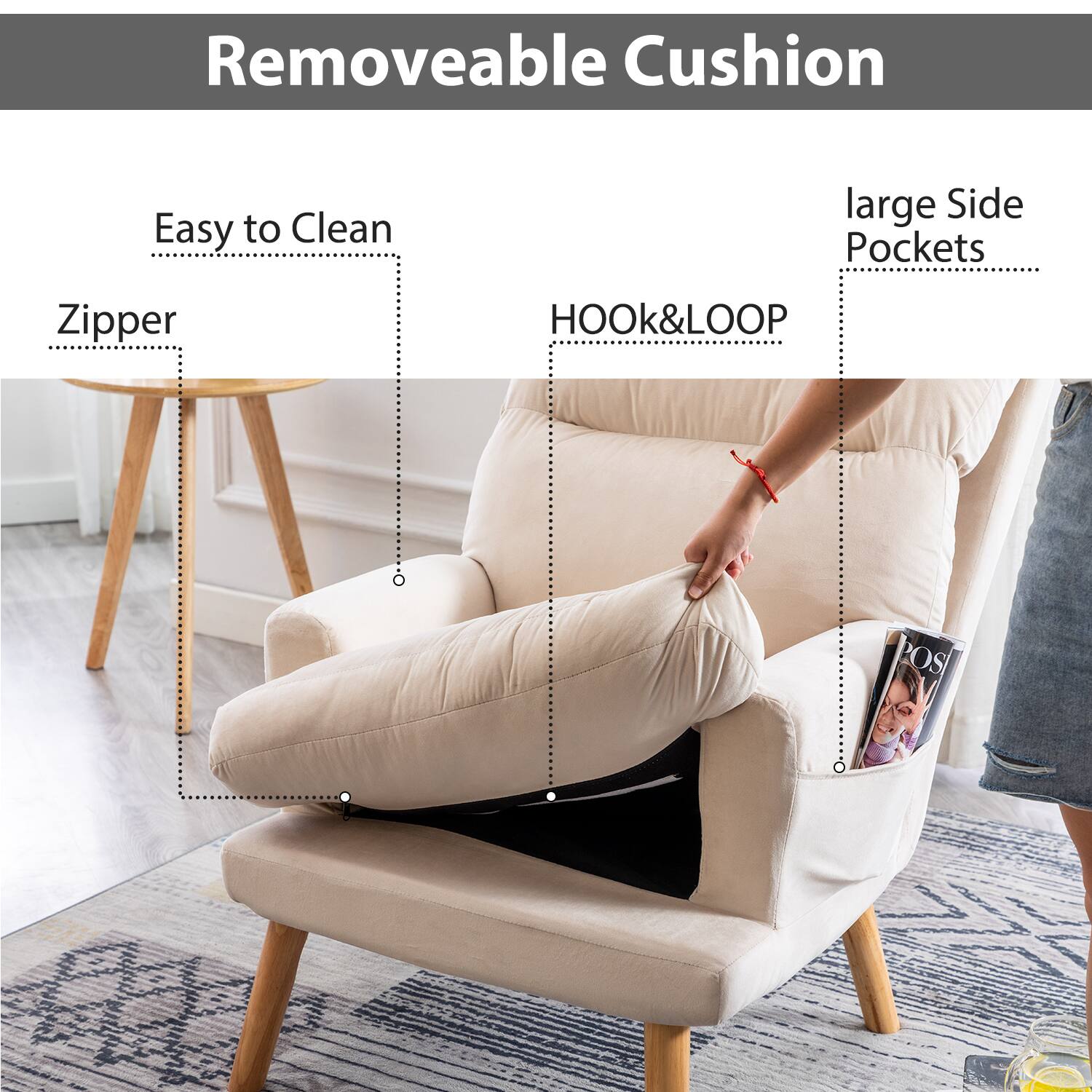- Removeable Cushion
- Easy to Clean
- Zipper
- HOOK&LOOP
- Large Side Pockets
