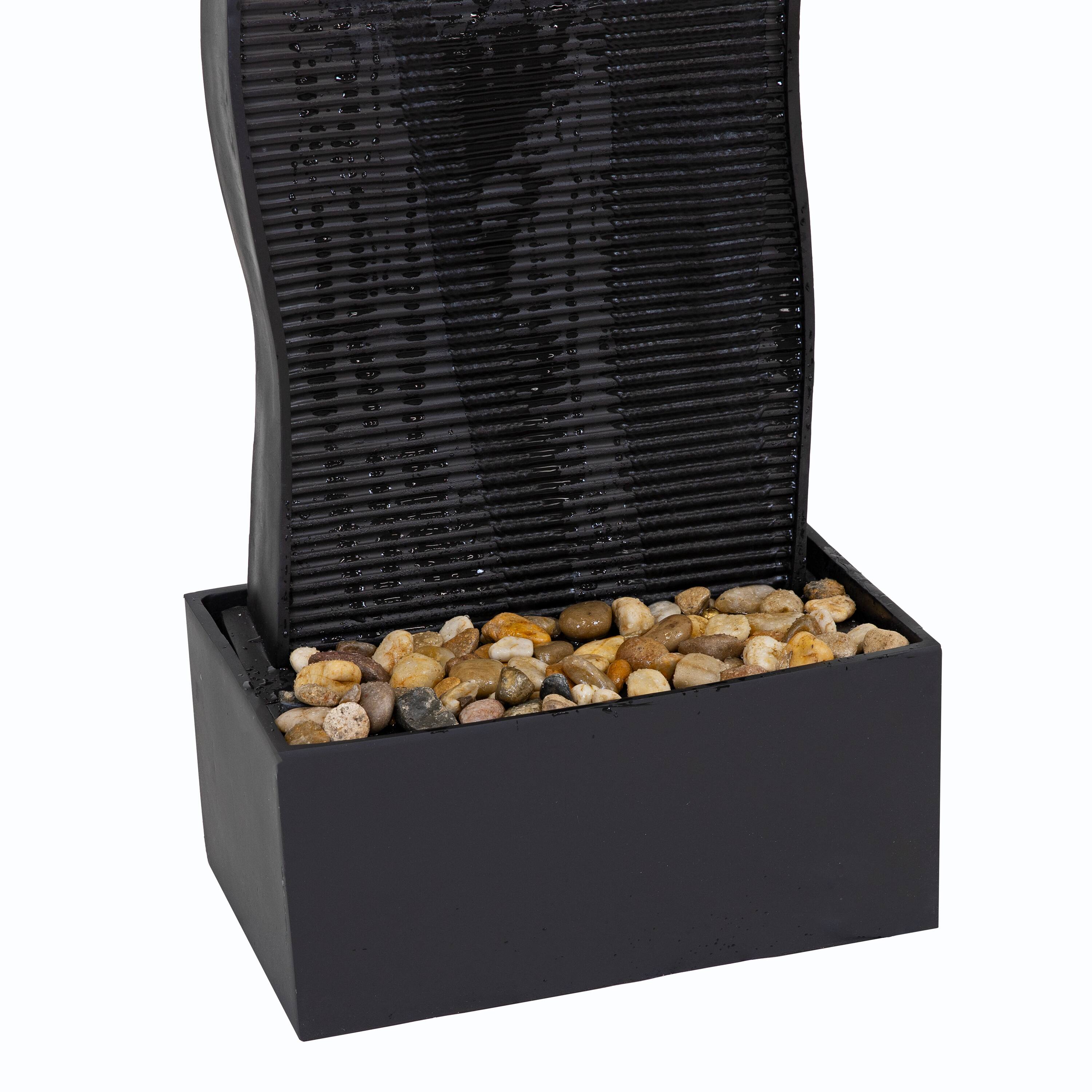 Alt View 5. Sunnydaze - Curved Ridge Indoor Waterfall Fountain with Spotlight - 56" - Black.