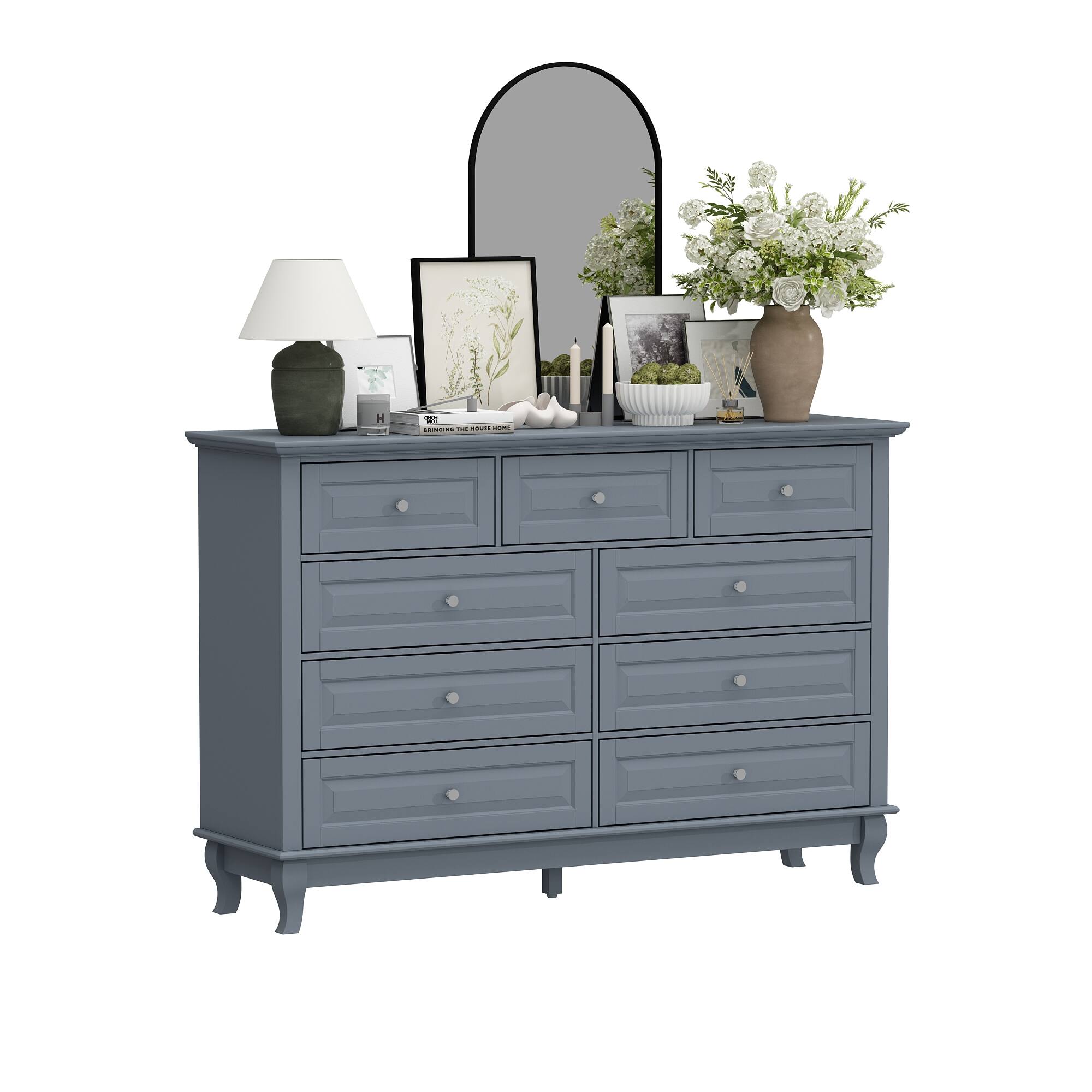 Angle. FUFU & GAGA - FUFU&GAGA Multi - Drawer Dresser: Smart Storage, Versatile Charm - Dark Blue.