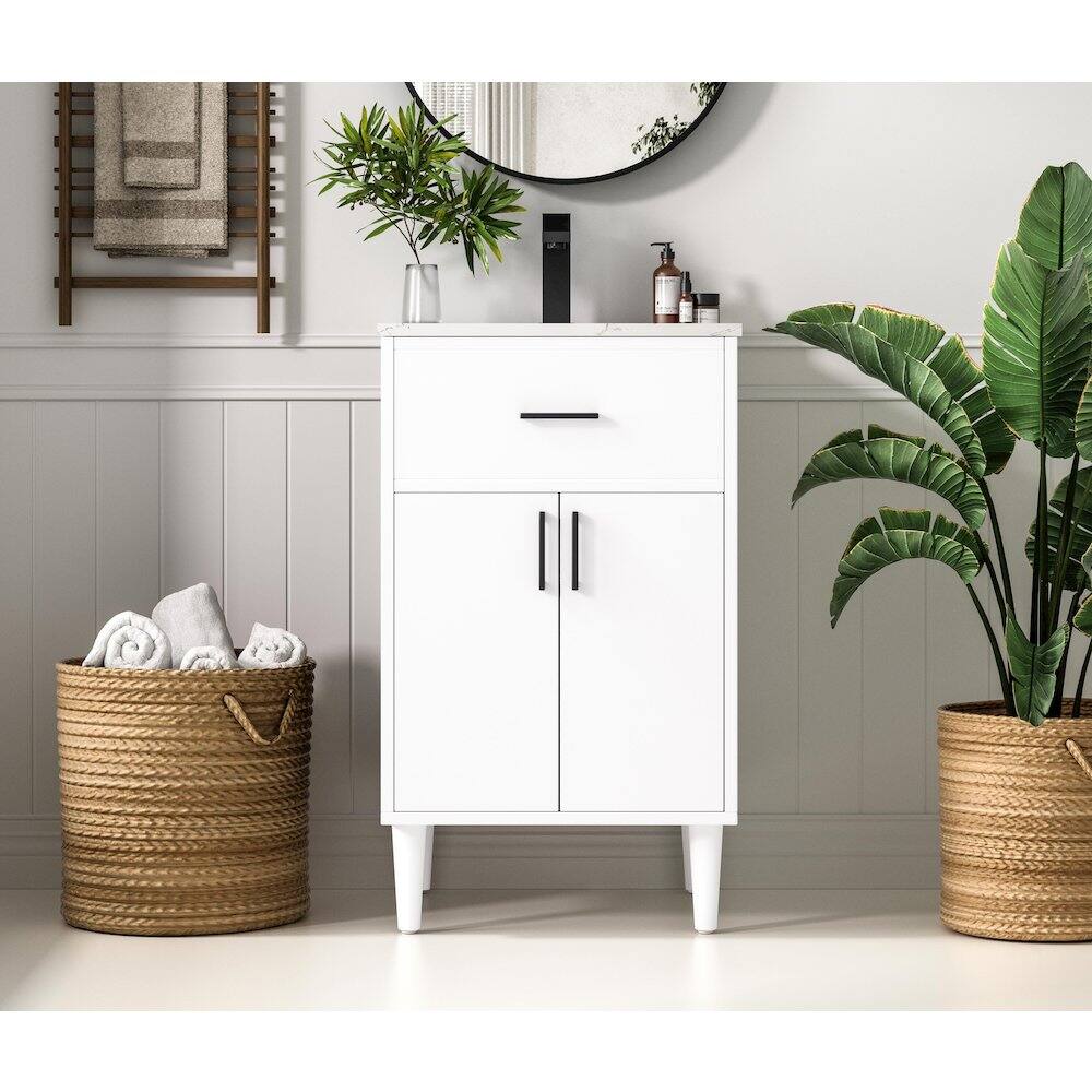 Alt View 9. Elegant Kitchen and Bath - Chandler 20 Inch Single Bathroom Vanity In White - White.