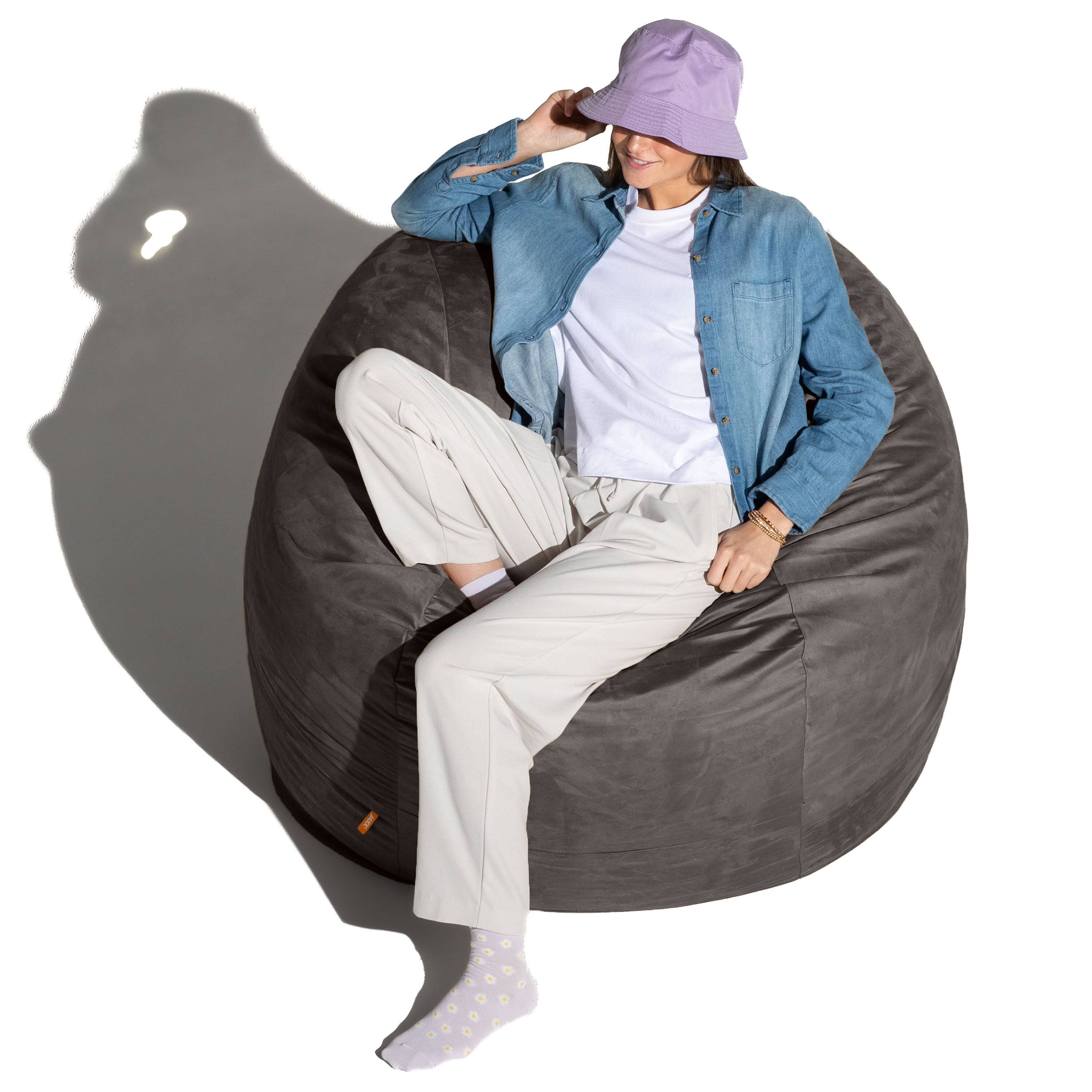Alt View 4. Jaxx - Jaxx 4 ft Round Bean Bag Chair for Adults, Charcoal - Charcoal.
