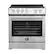 Front. Forno Appliances - Leonardo Espresso 5.0 cu. ft. Slide-In Oven Electric Convection Range in Stainless-Steel with Antique Brass Accents - Stainless steel.