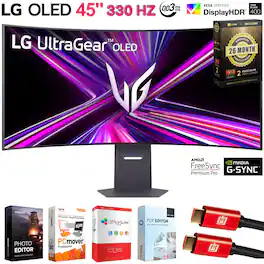 LG - UltraGear 45 OLED 5K2K 330Hz Curved Gaming Monitor +26 Months Protection Bundle