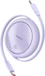 Baseus - Free2Pull Mini 100W Retractable USB C Cable Fast Charging for iPhone 16 and Samsung 3.3ft - Purple - Front_Zoom