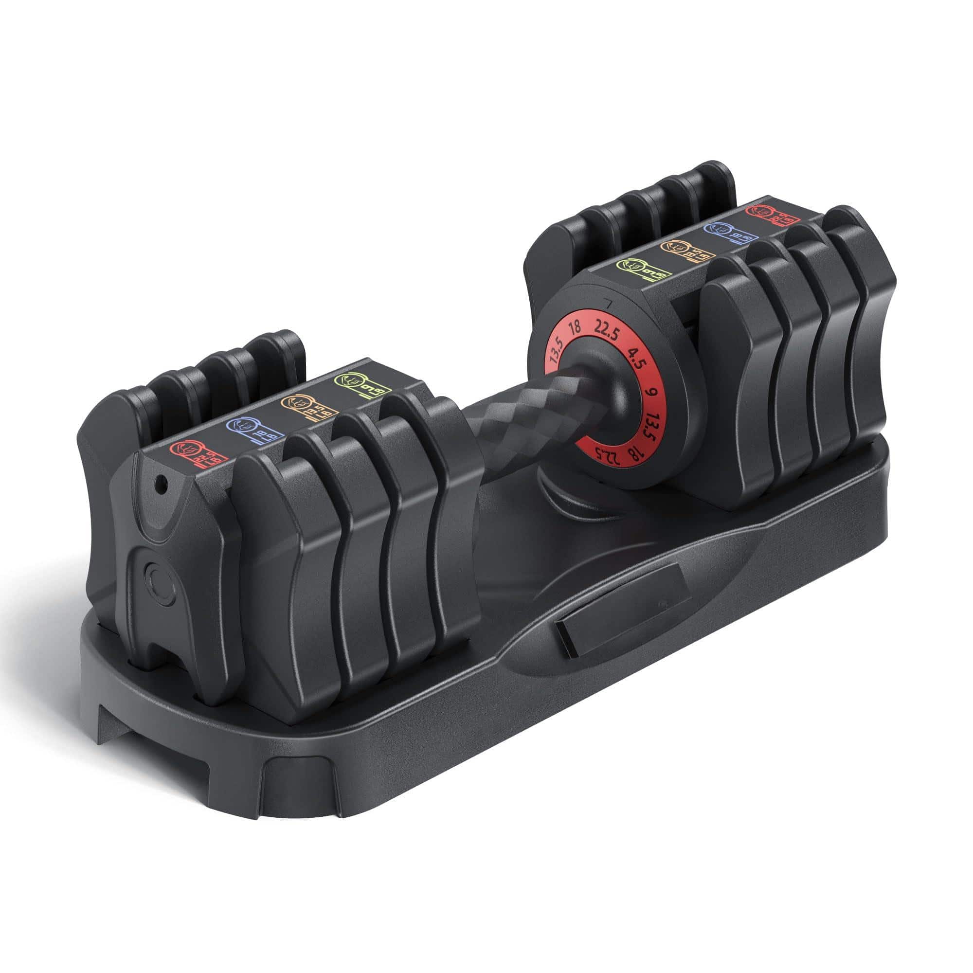 Alchemy Casas - Adjustable Dumbbell Set 22 5 in 1 Quick Adjust Free Weights With Storage Tray For Home Gym Full Body Workout - Black