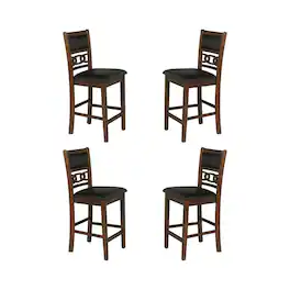 New Classic Furniture - Gia Wood Counter Chair with PU Seat (Set of 4) - Brown