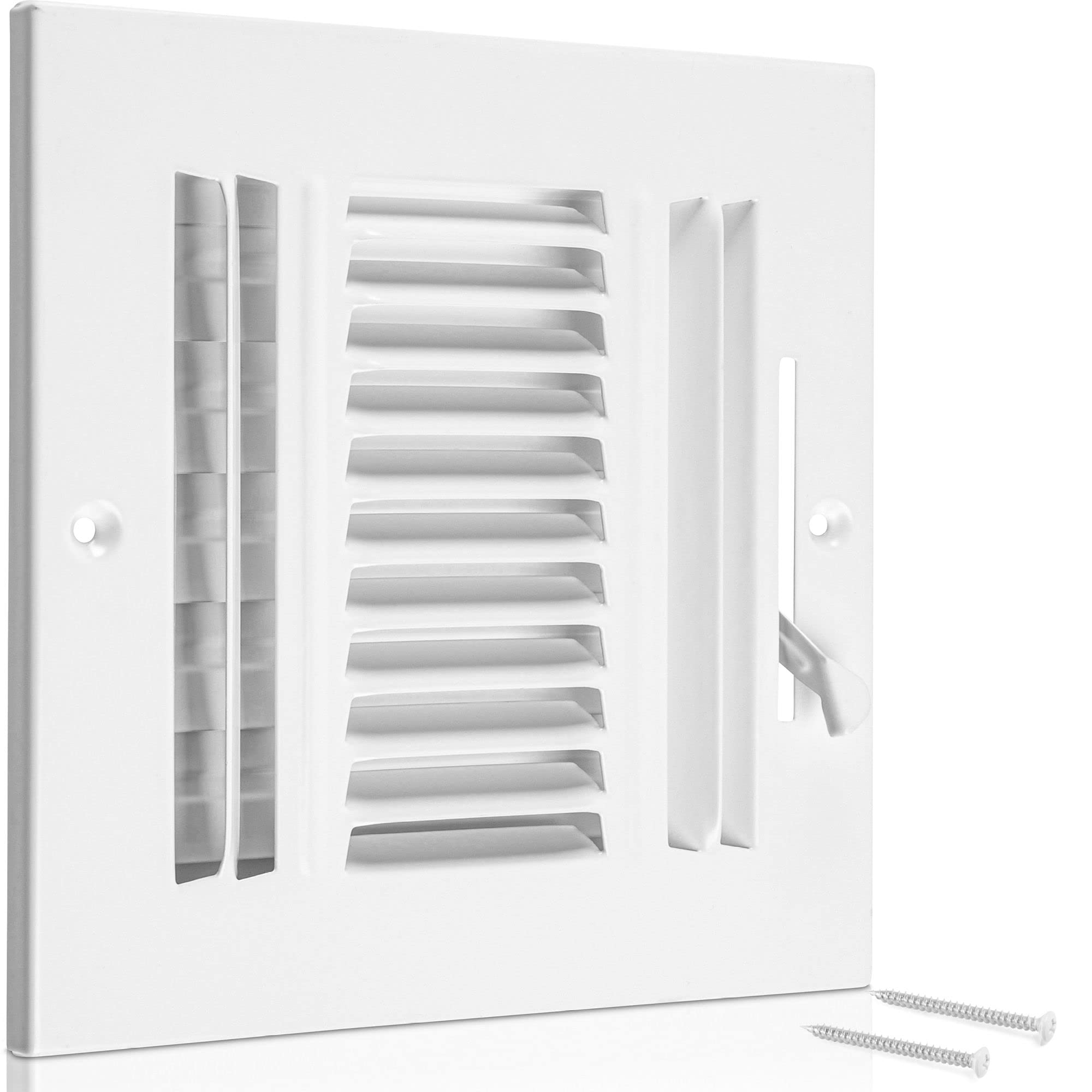 Alt View 3. Home Intuition - Ceiling Register - 10X8" Ceiling Register Vent Cover – 3-Way White Grille with Adjustable Damper for HVAC Heat and Cold.